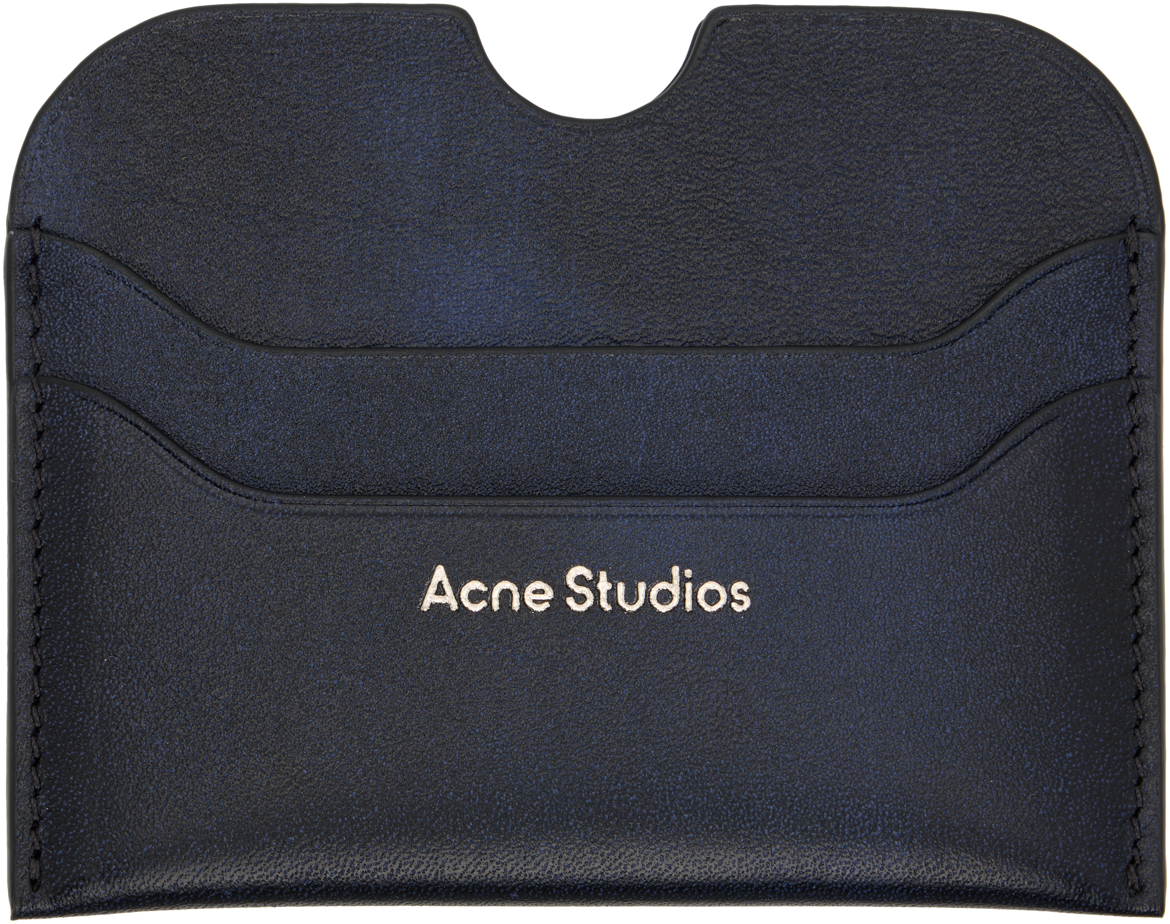 Acne Studios Navy Leather Card Holder In Blue
