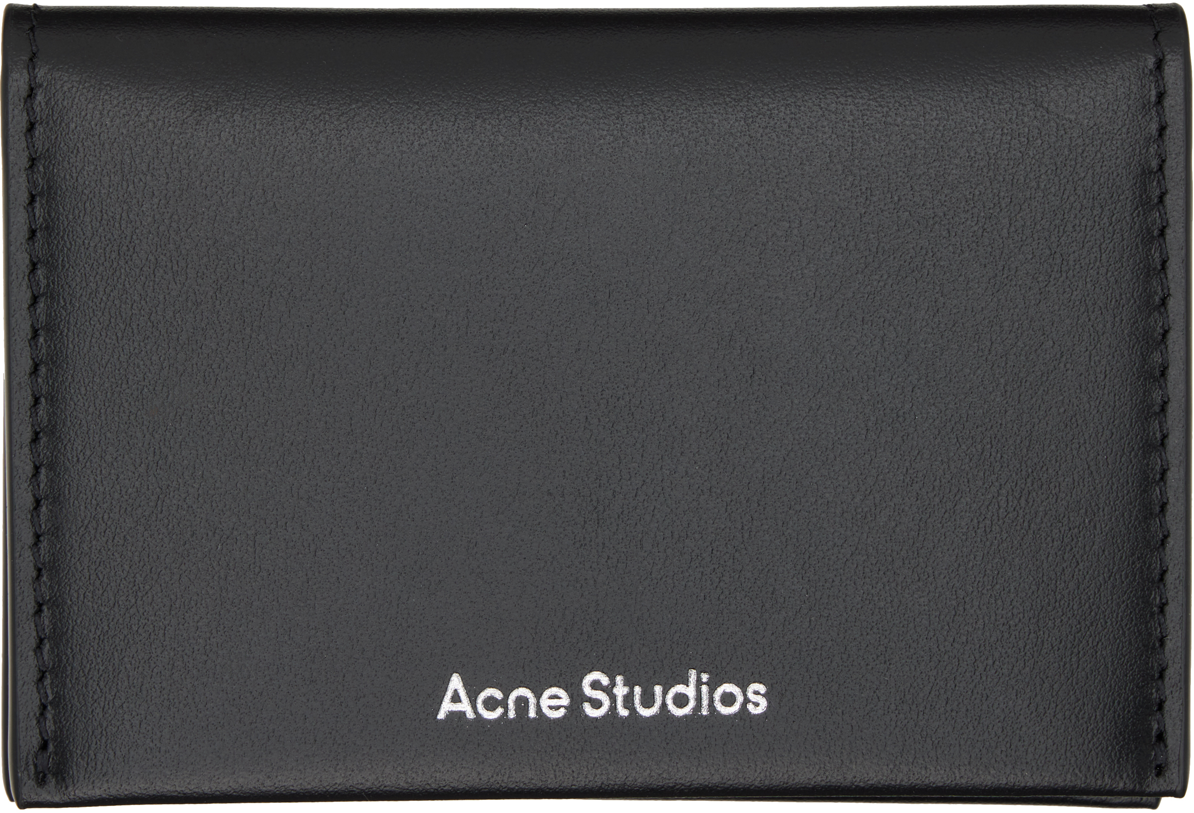 Acne Studios: Black Folded Leather Card Holder | SSENSE