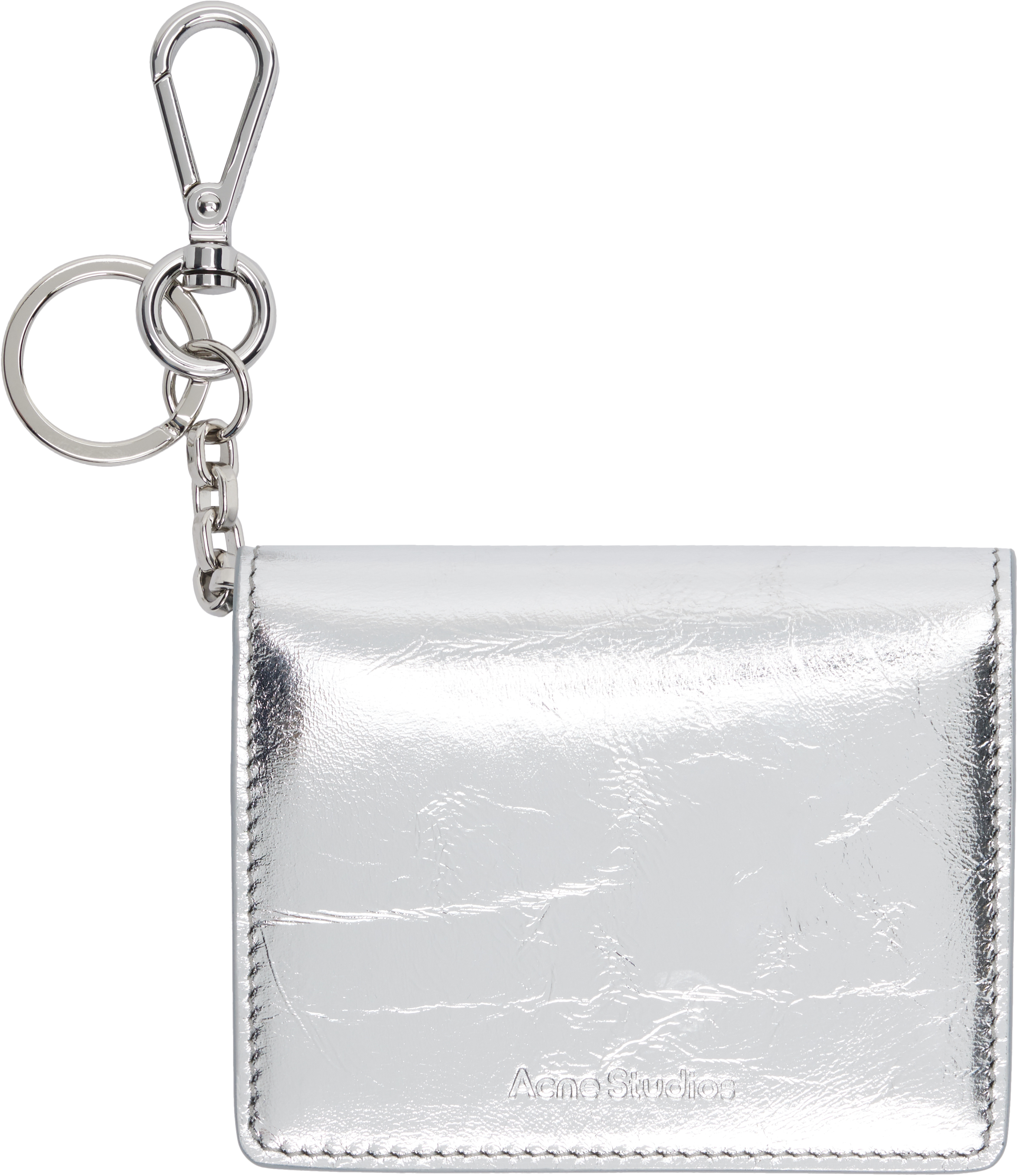 Acne Studios Silver Folded Leather Wallet In Gray
