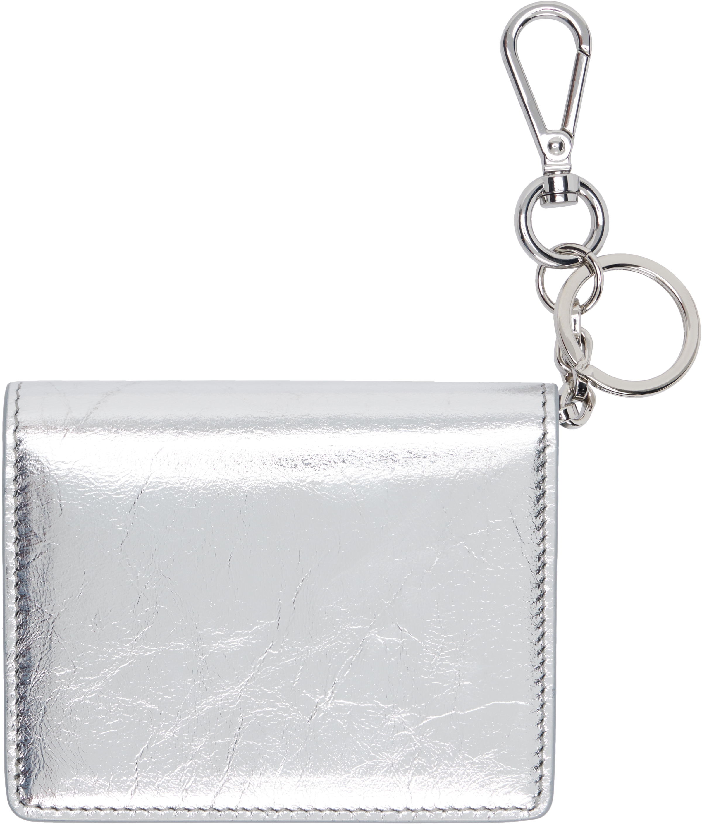 Acne Studios Silver Folded Leather Wallet In Gray