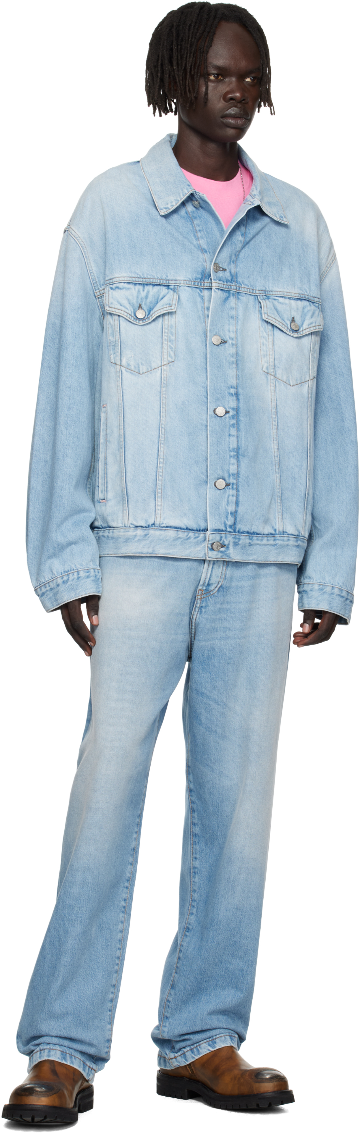 Acne Studios Morris Stonewashed Oversized Jacket In Blue