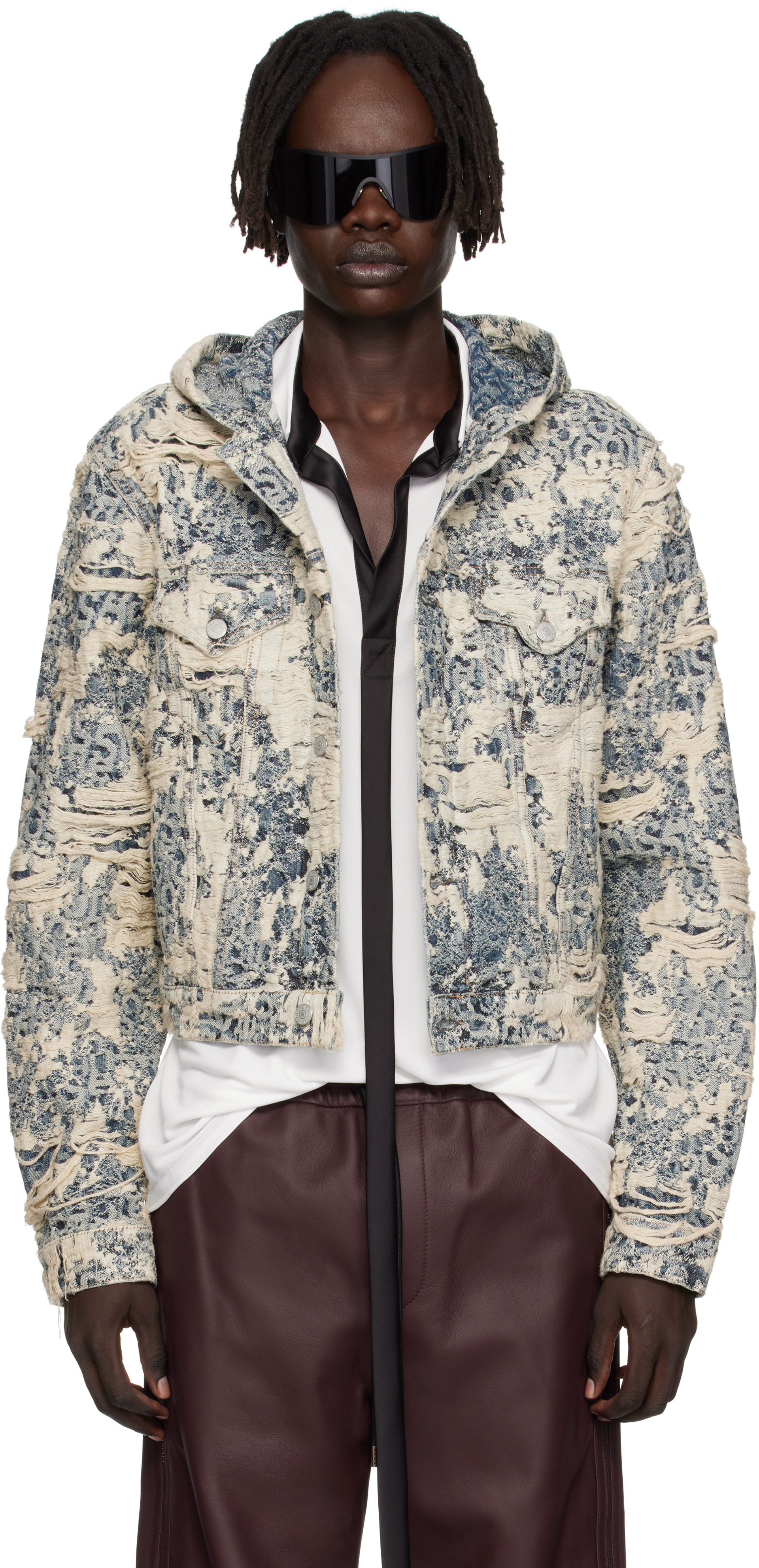 Acne Studios Blue Hood Denim Jacket In Multi