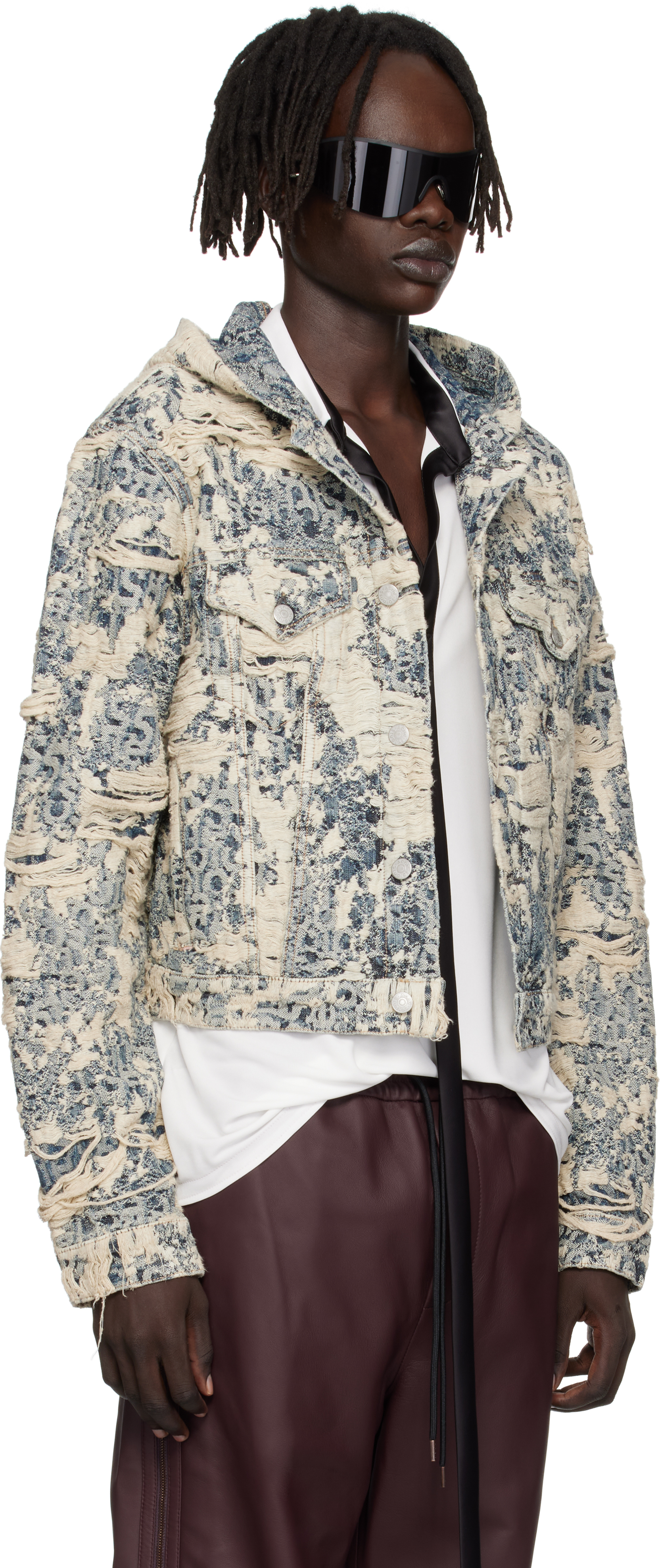 Acne Studios Blue Hood Denim Jacket In Multi