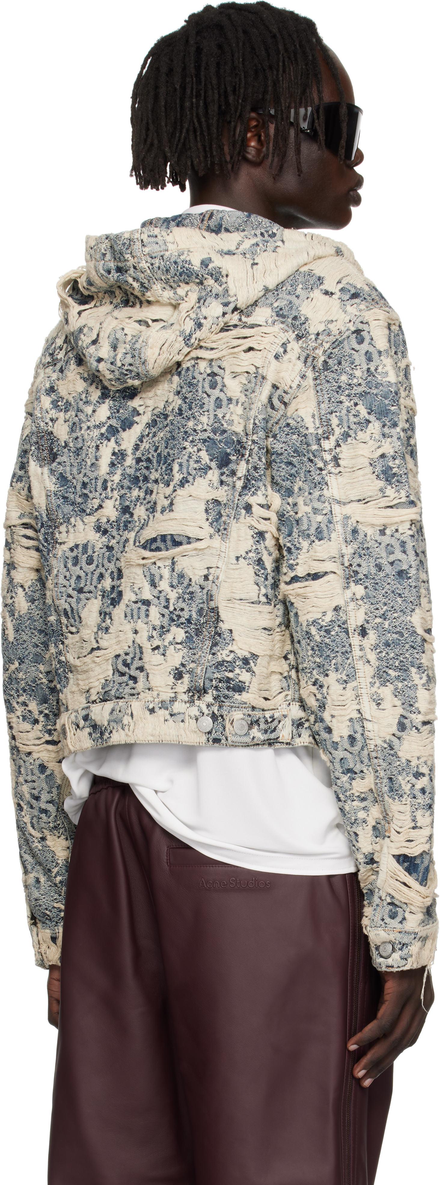 Acne Studios Blue Hood Denim Jacket In Multi
