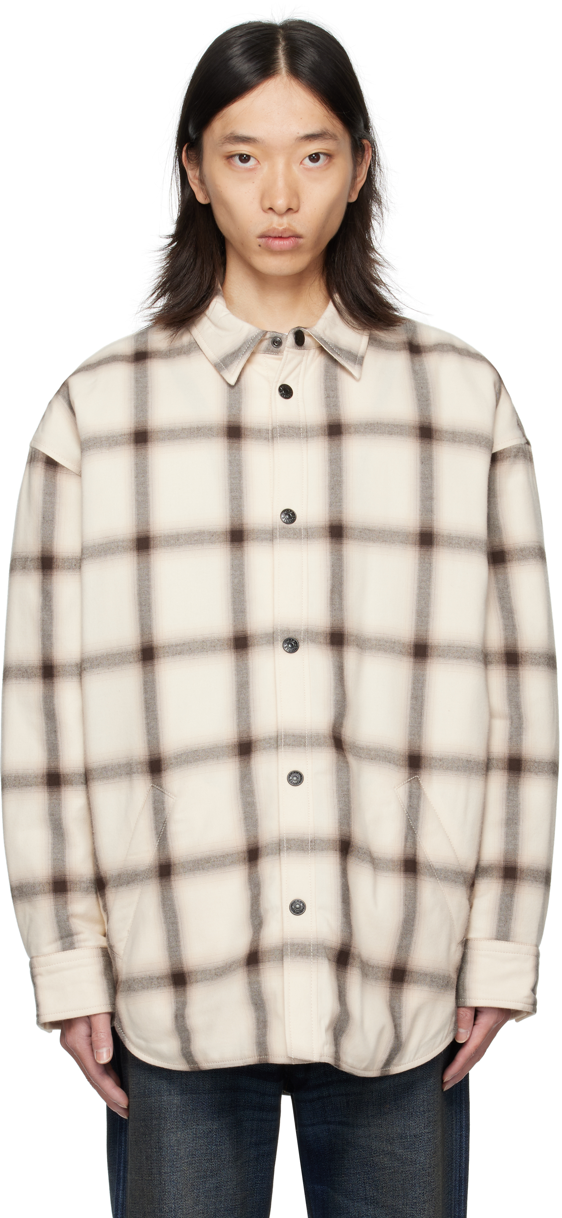 Acne Studios Off-white Flannel Button-up Overshirt