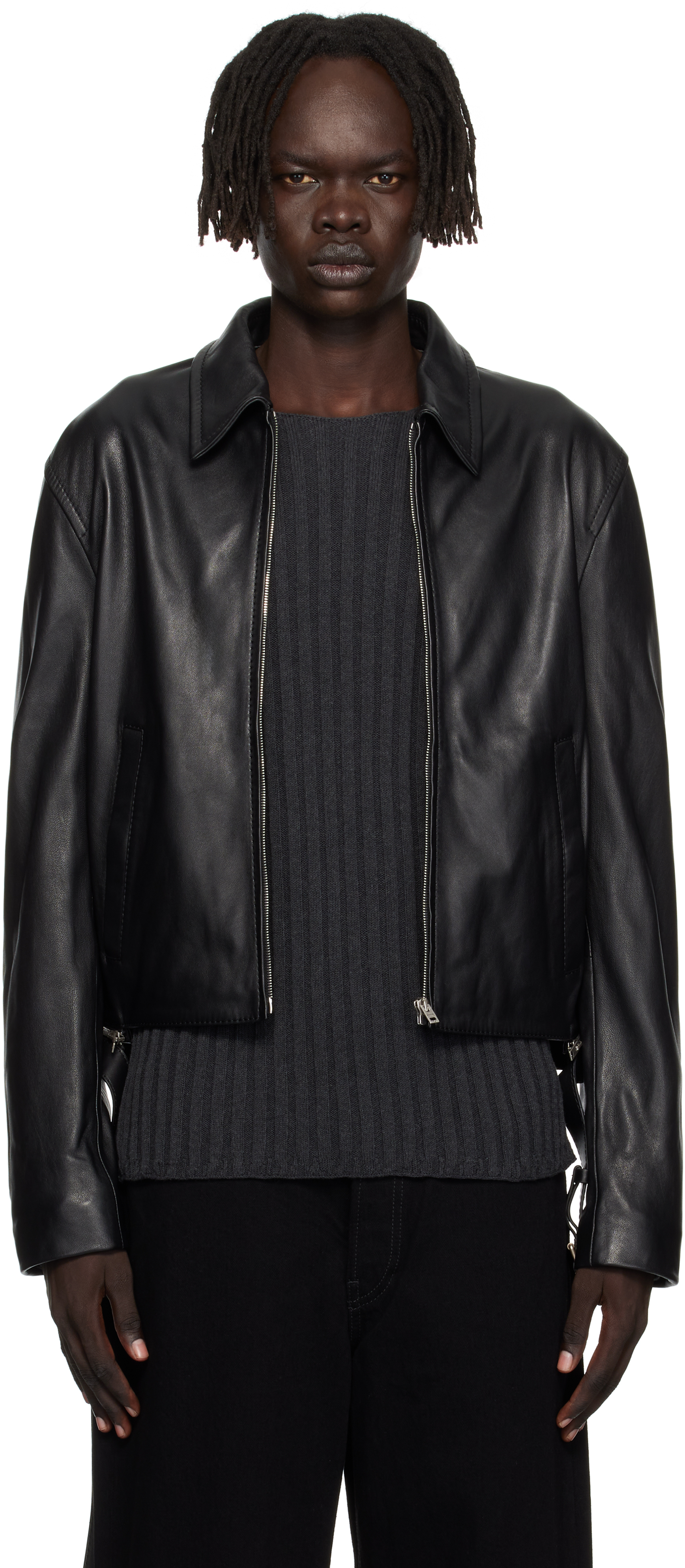 Black Belted Leather Jacket