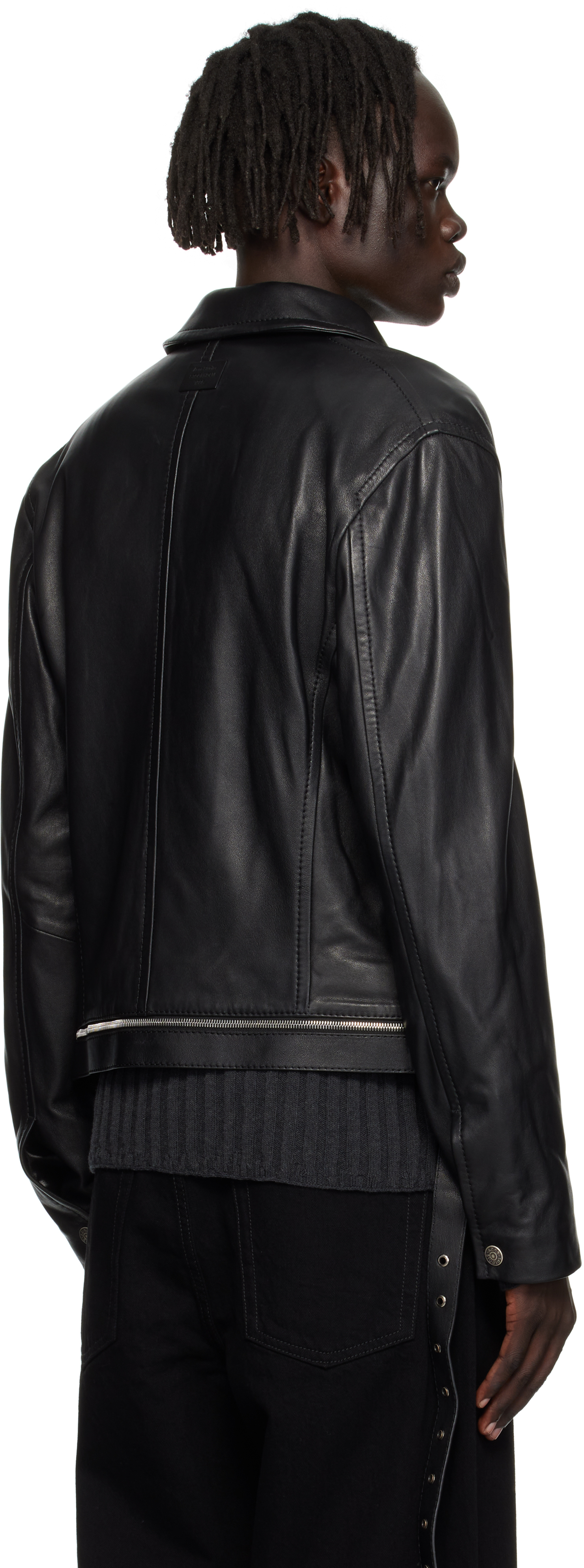 Acne Studios Black Belted Leather Jacket In Black