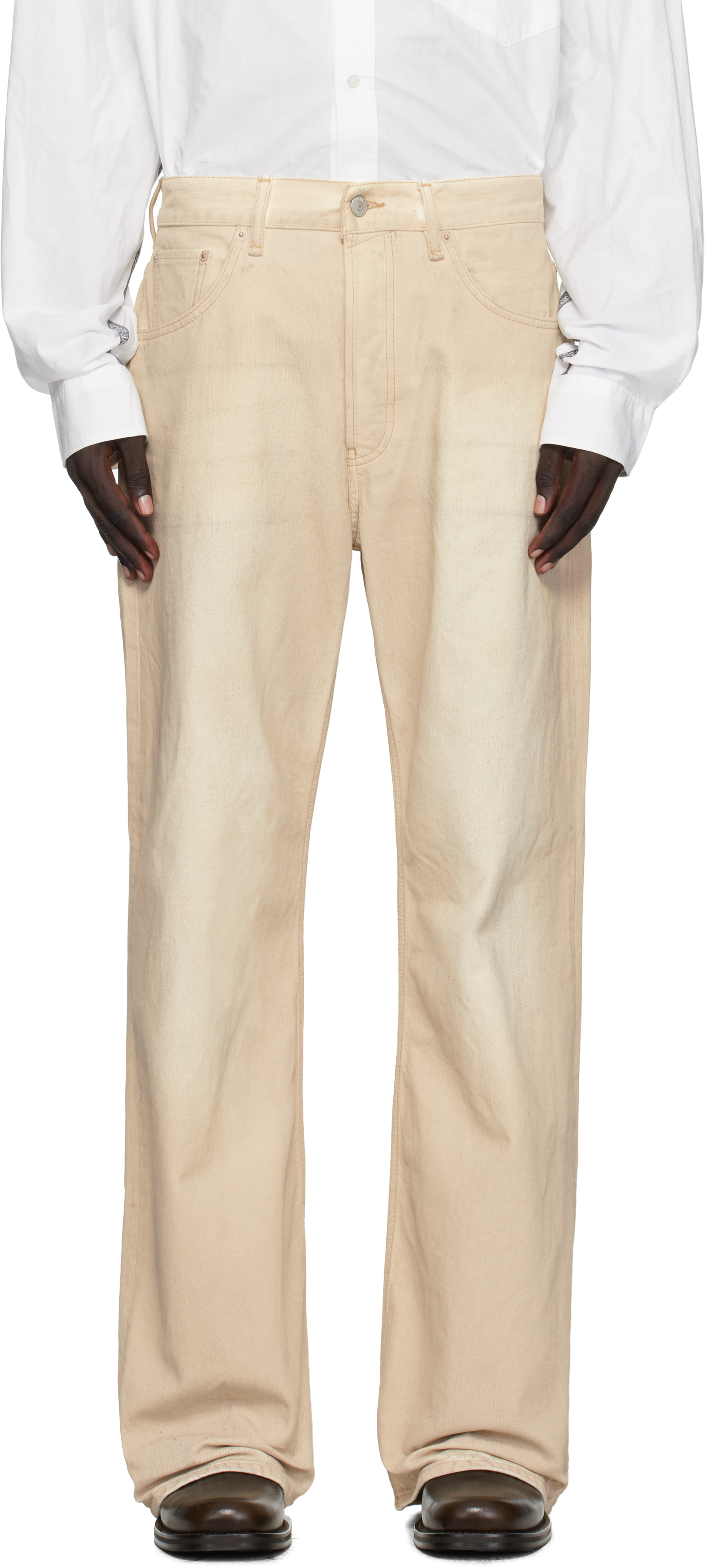 Acne Studios: ベージュ フェードジーンズ | SSENSE 日本