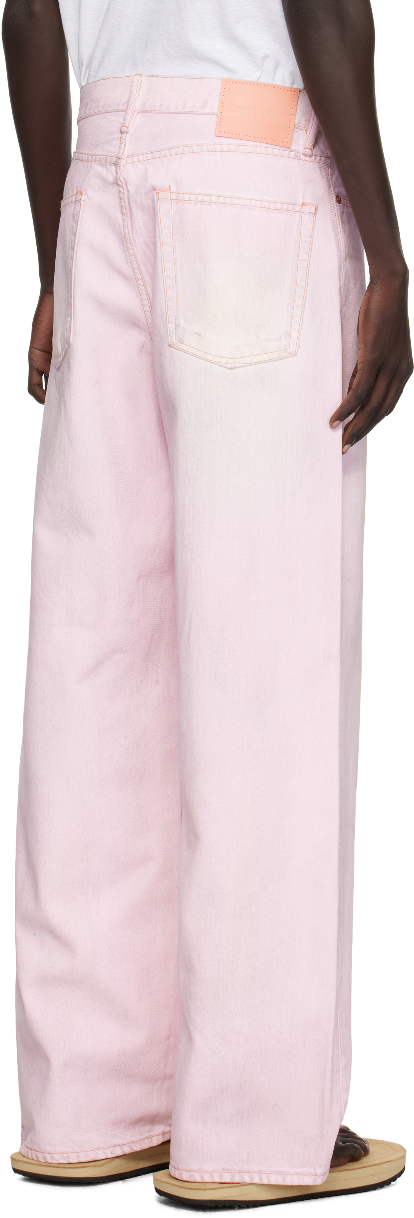 Acne Studios 1981m Wide-leg Distressed Jeans In Pink