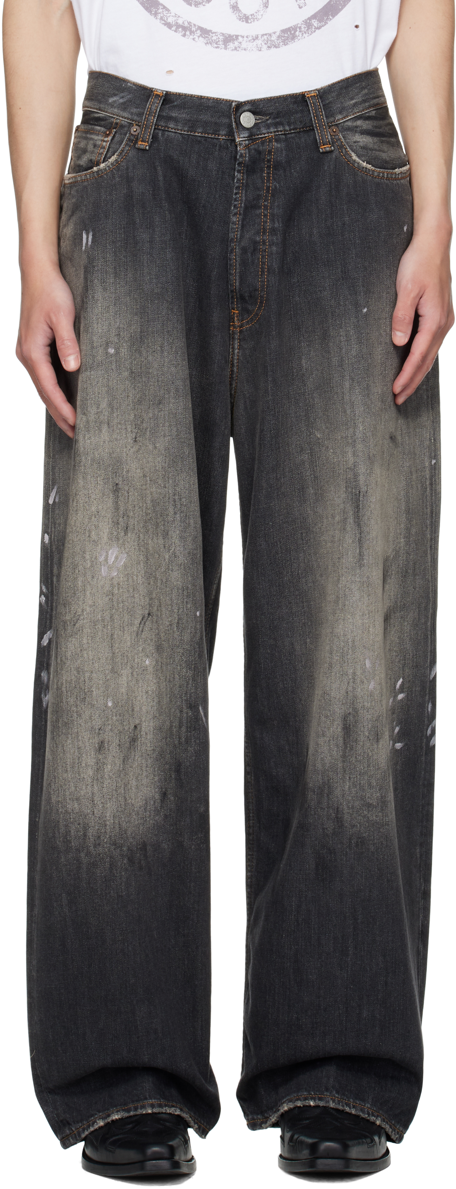 Acne Studios Gray Loose Fit 2023 Jeans In Black
