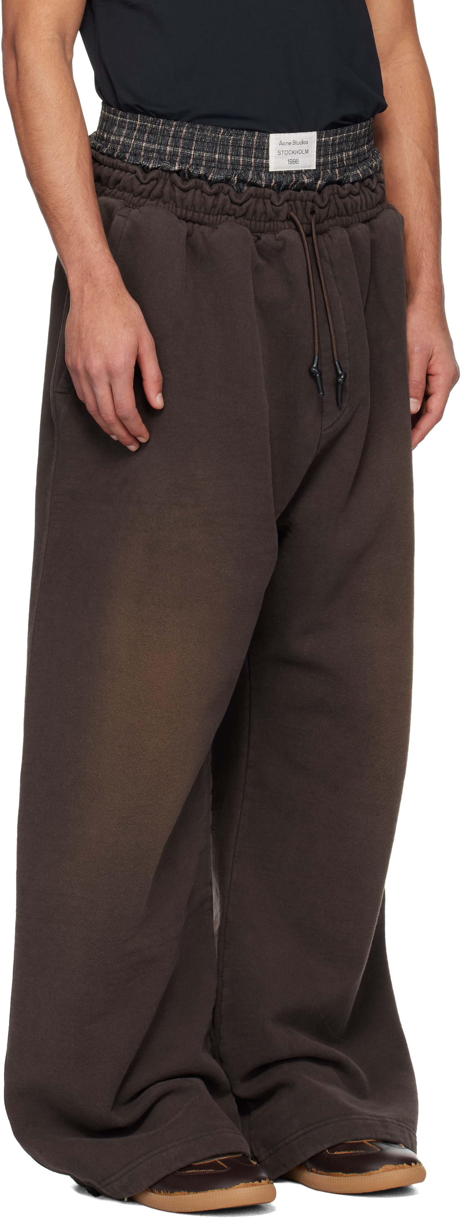 Acne Studios Brown Layered Logo Sweatpants In Brown