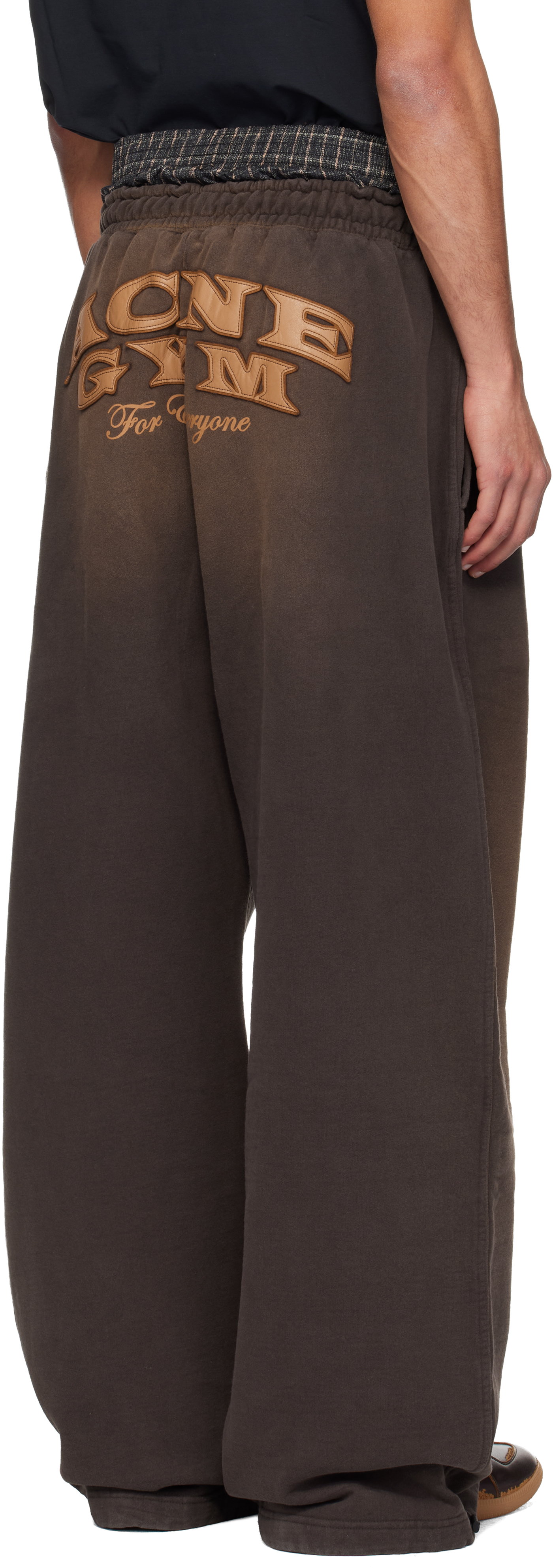 Acne Studios Brown Layered Logo Sweatpants In Brown
