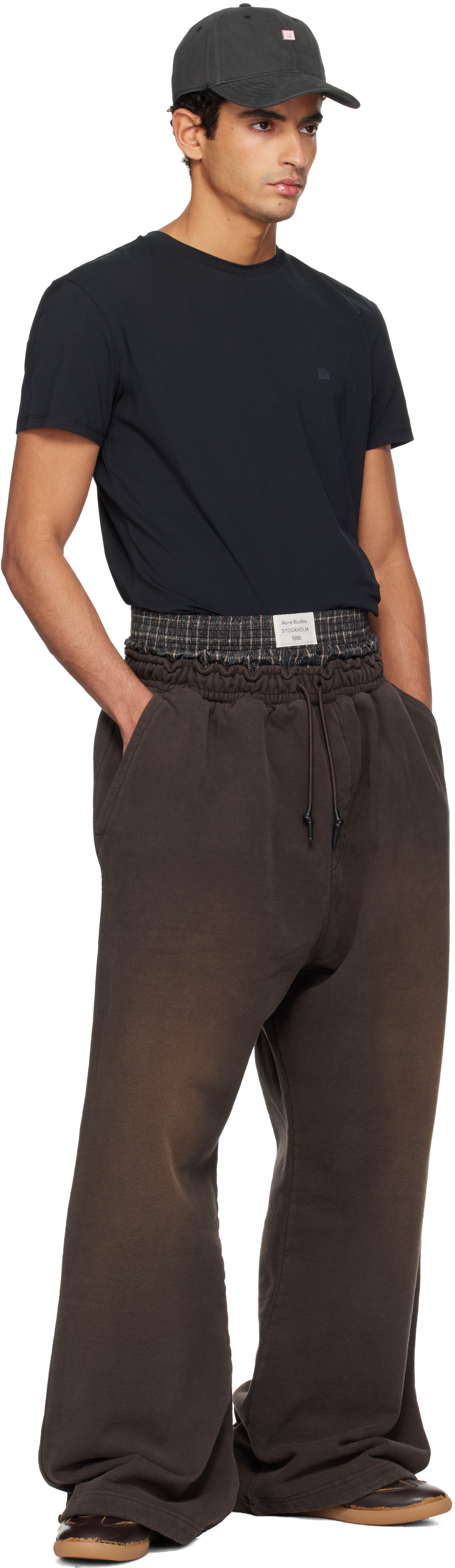 Acne Studios Brown Layered Logo Sweatpants In Brown