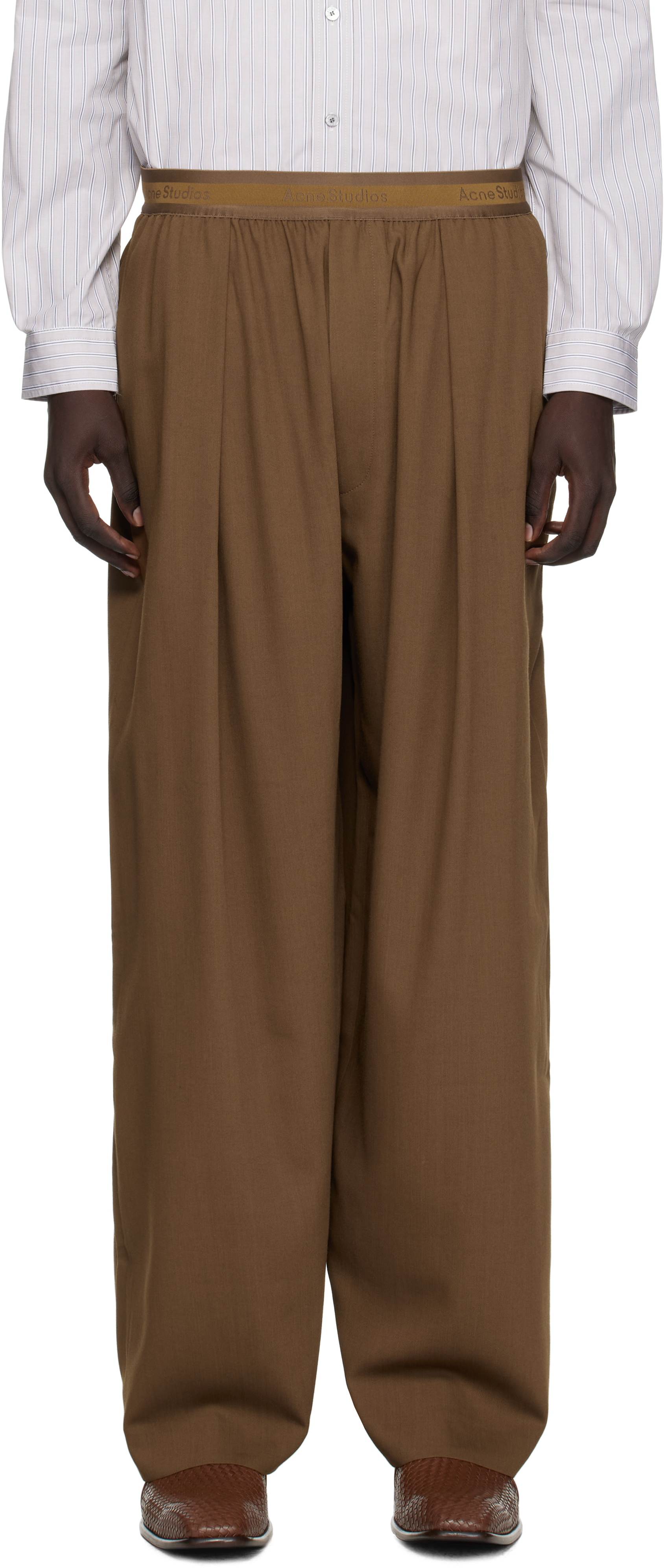 Acne Studios Brown Wool Trousers In Brown