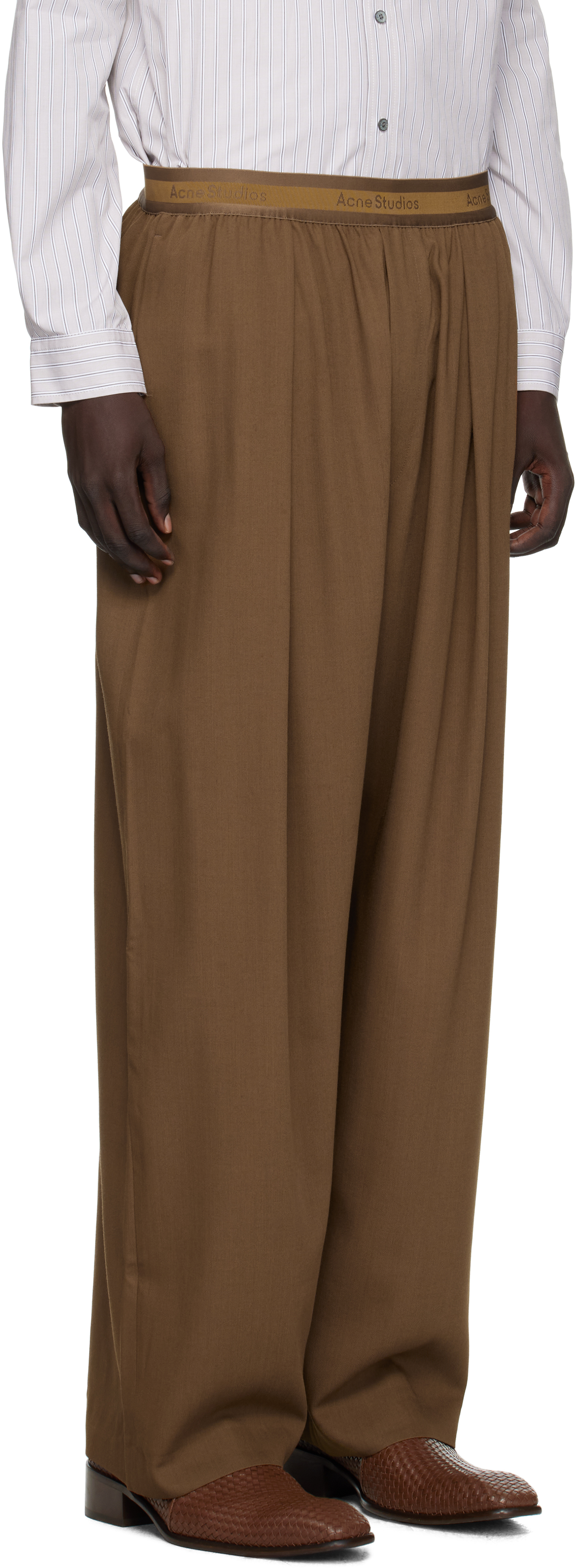 Acne Studios Brown Wool Trousers In Brown