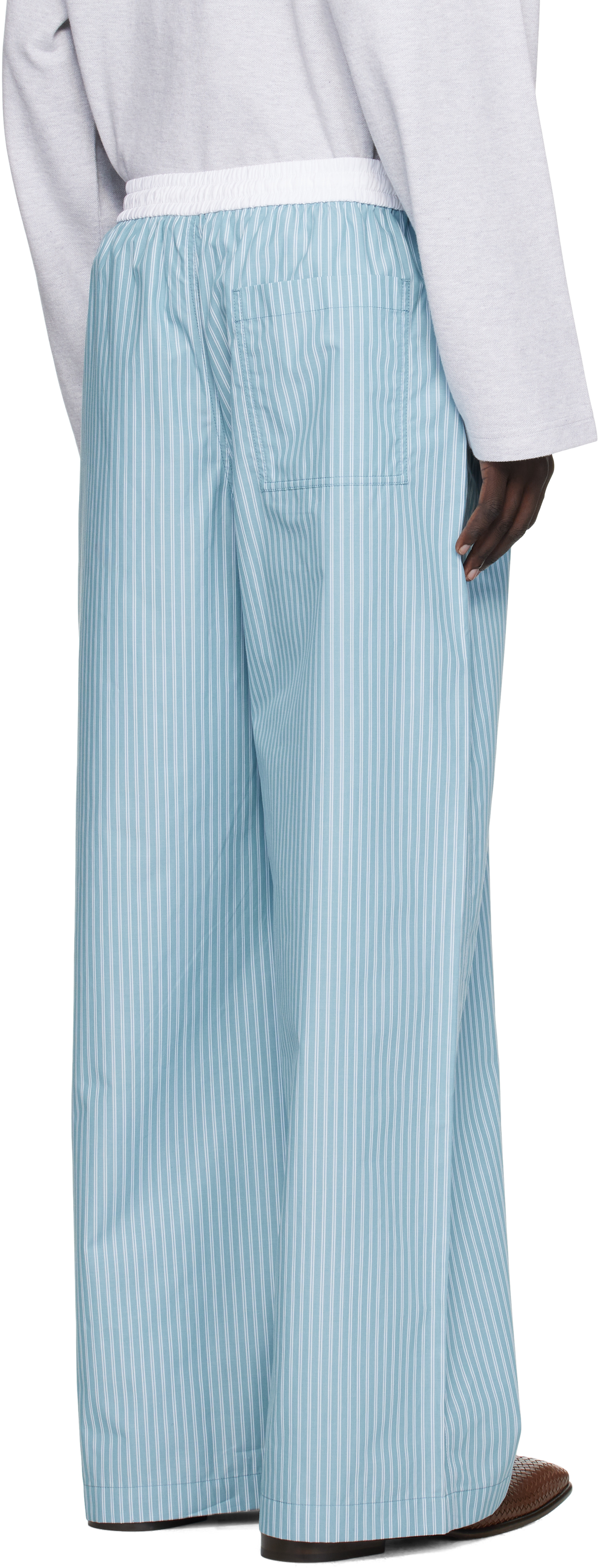 Acne Studios Striped Cotton Trousers In Blue