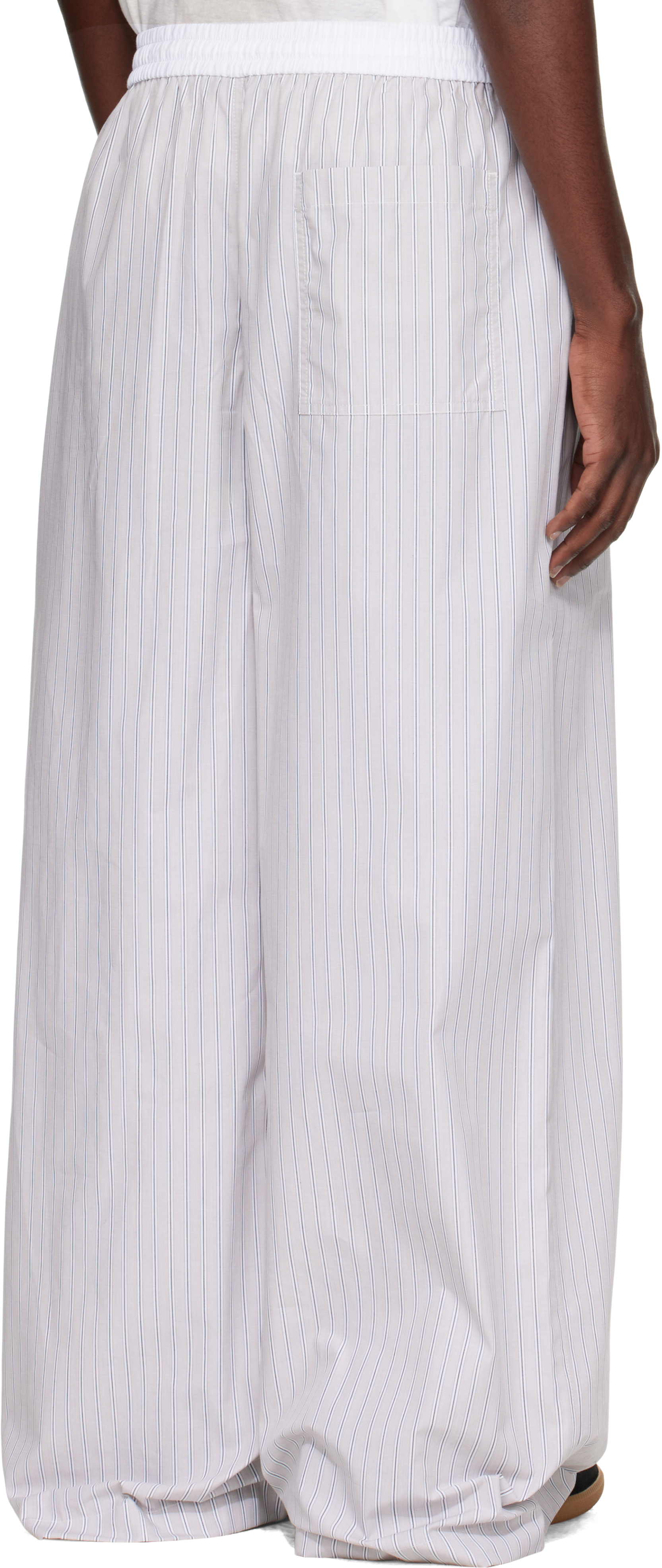 Acne Studios Gray Striped Trousers In White