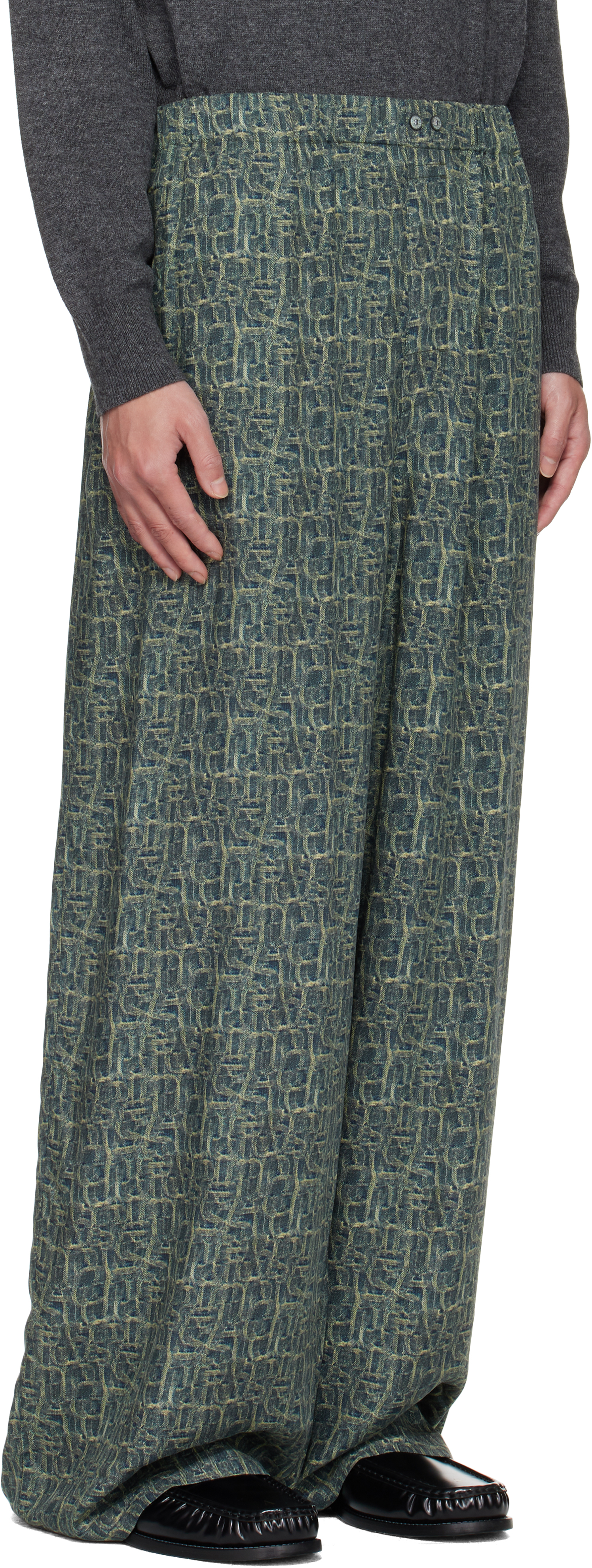 Acne Studios Abstract-print Trousers In Green