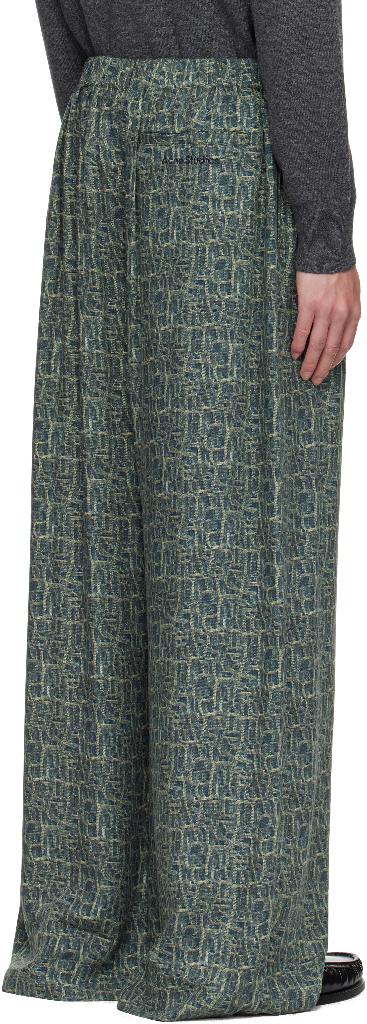 Acne Studios Abstract-print Trousers In Green