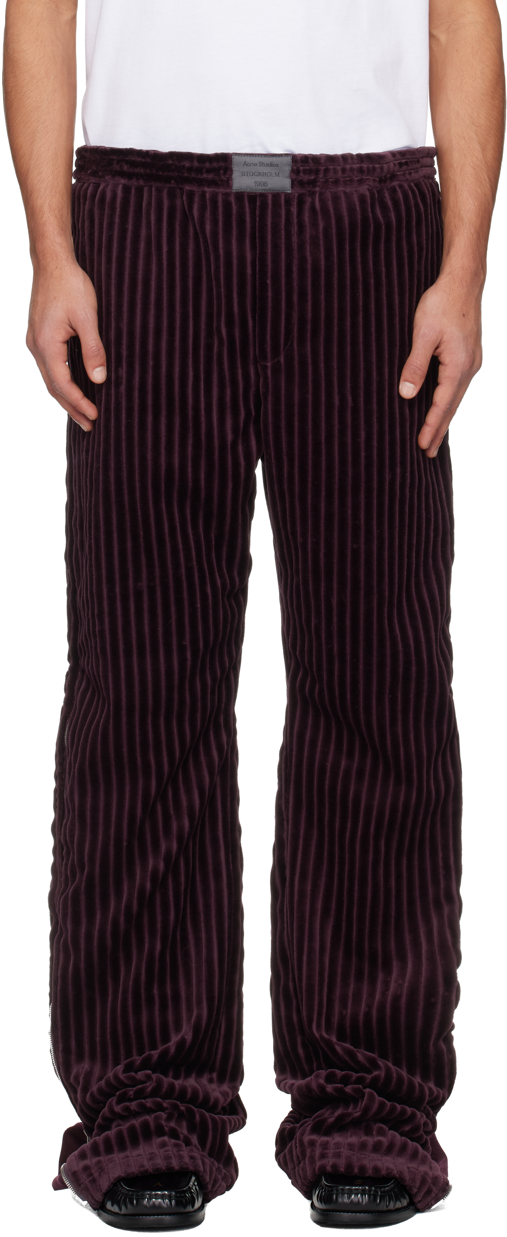 Acne Studios: Burgundy Corduroy Trousers | SSENSE