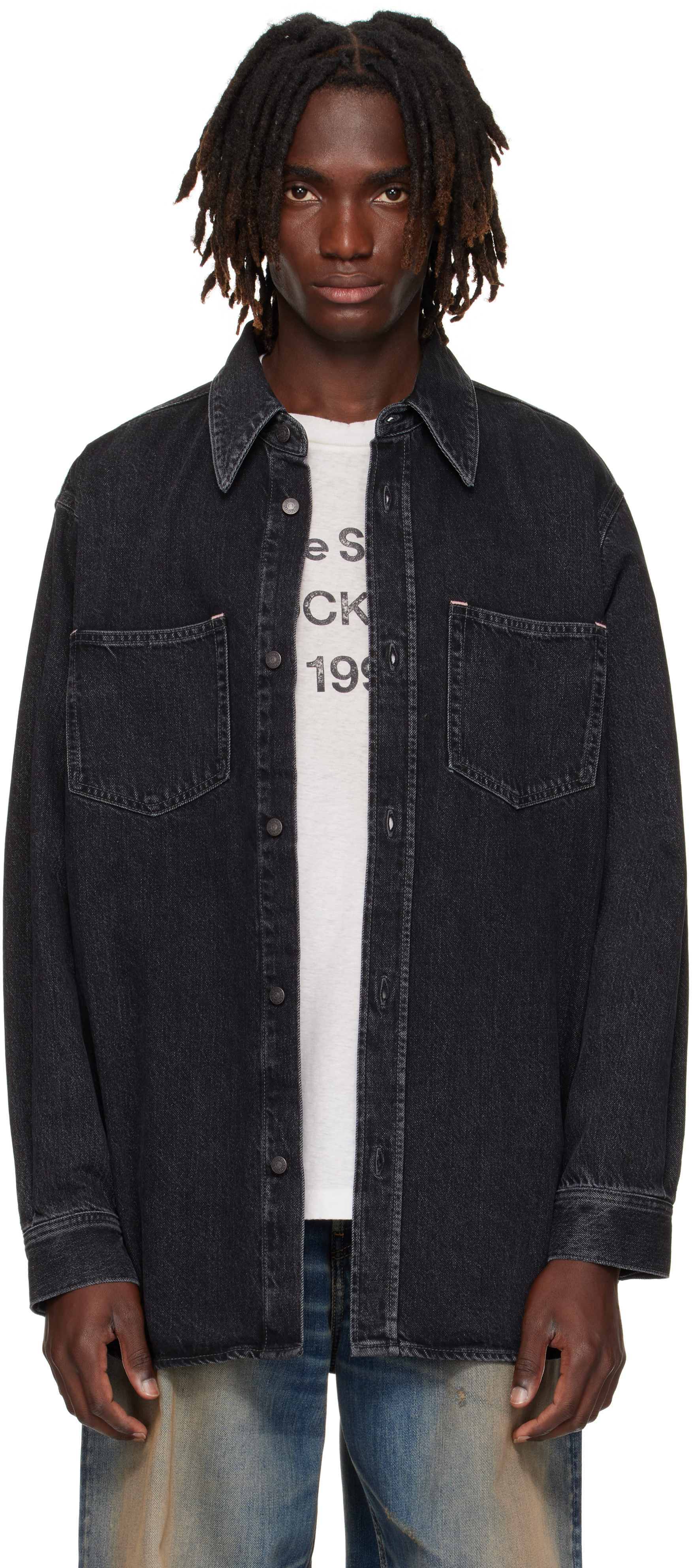 Acne Studios Long-sleeve Denim Shirt In Black