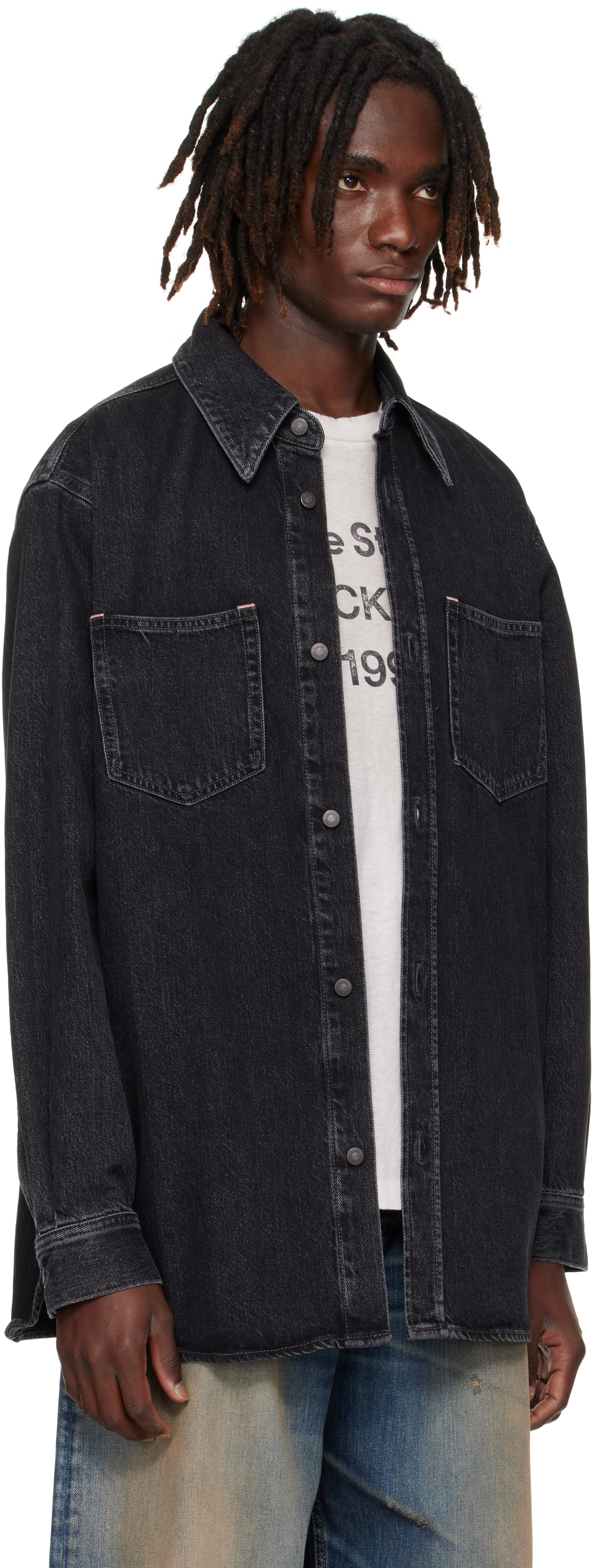 Acne Studios Long-sleeve Denim Shirt In Black