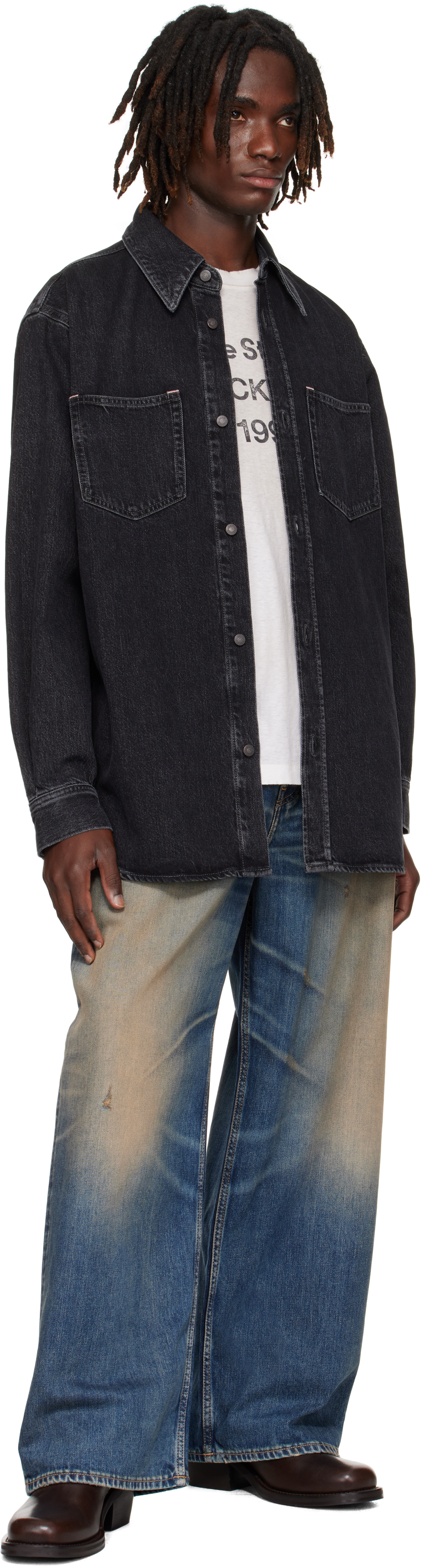 Acne Studios Long-sleeve Denim Shirt In Black