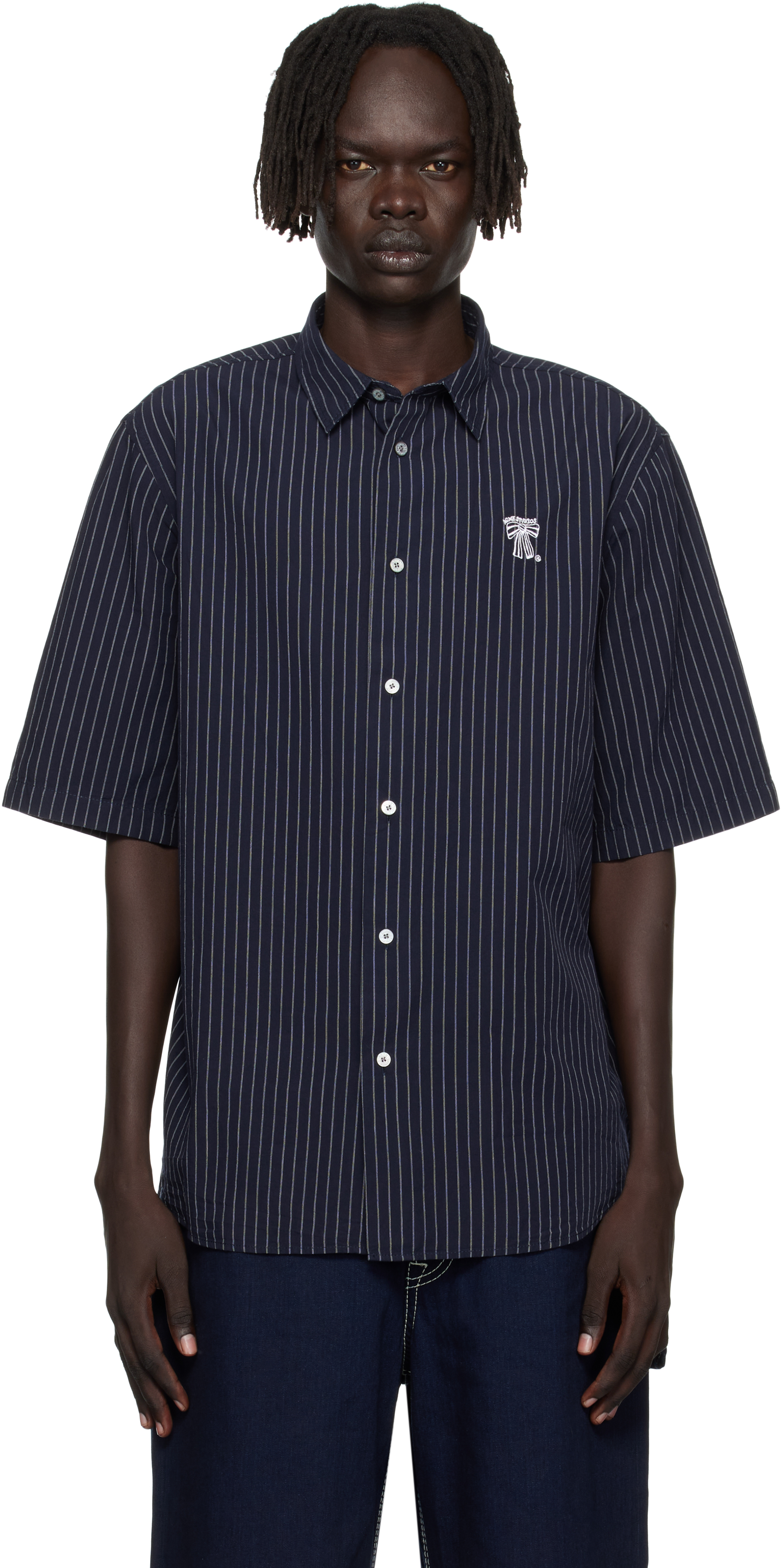 Acne Studios アクネ / タオル地開襟シャツ ネイビー S メンズ Acne Studios アクネストゥディオズ CHECK BUTTON UP SHIRT FN