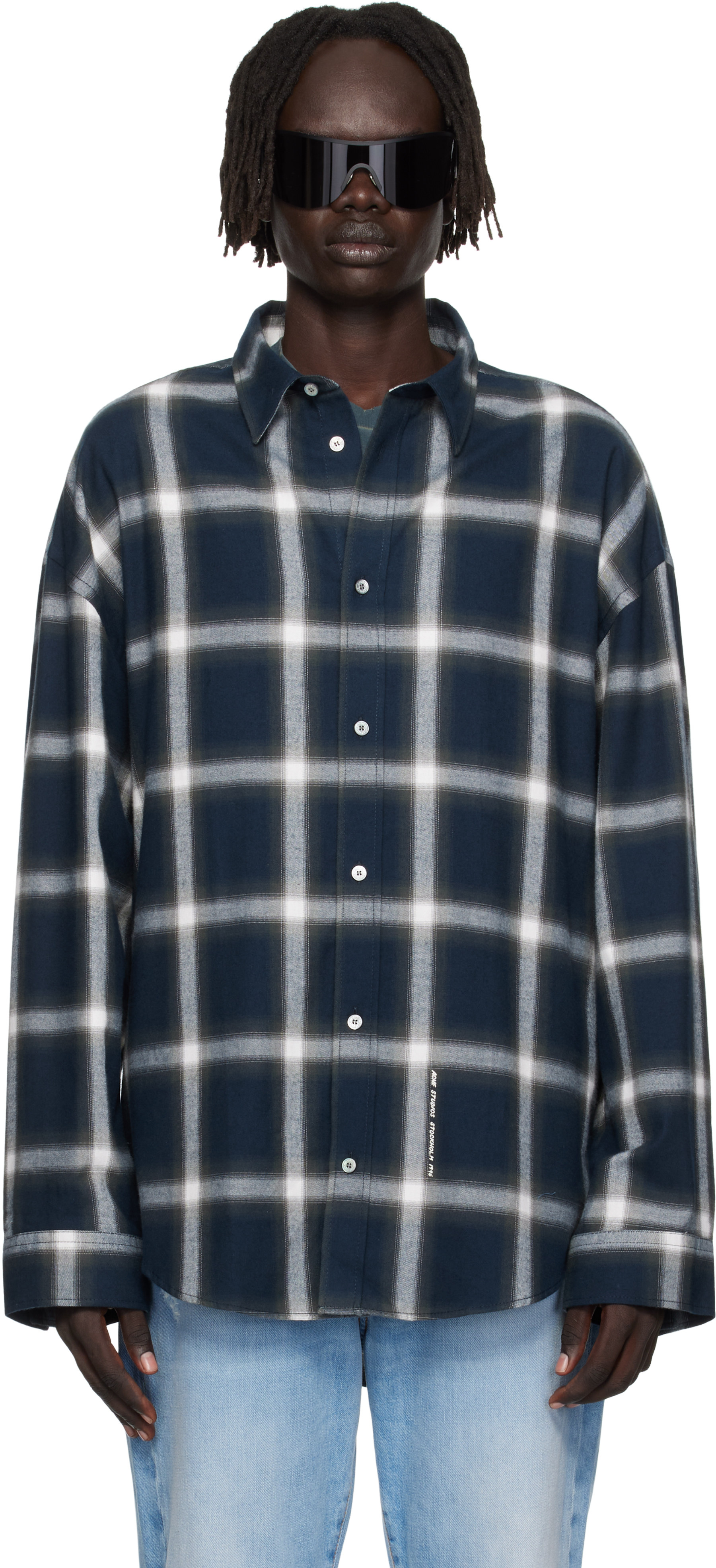 Acne Studios チェック柄シャツ ネイビー 楽天市場】acne studios シャツ（柄チェック）（トップス