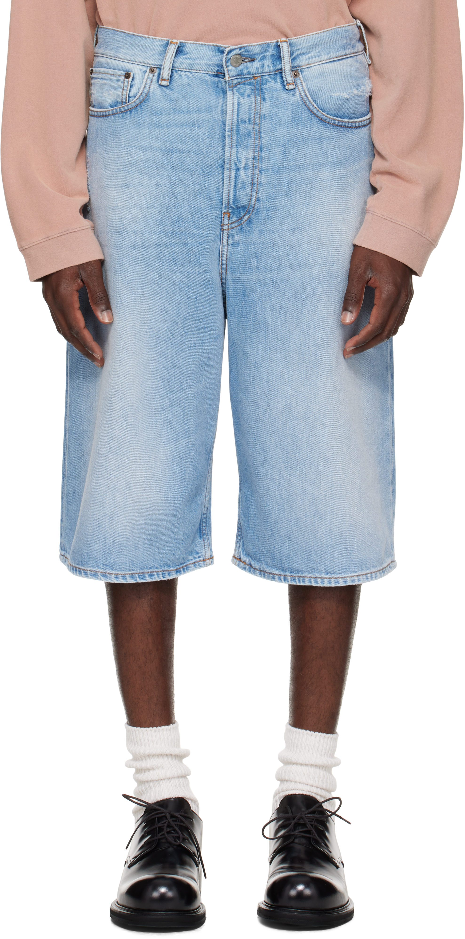 Acne Studios Judda Light Blue Vintage Shorts In Blue