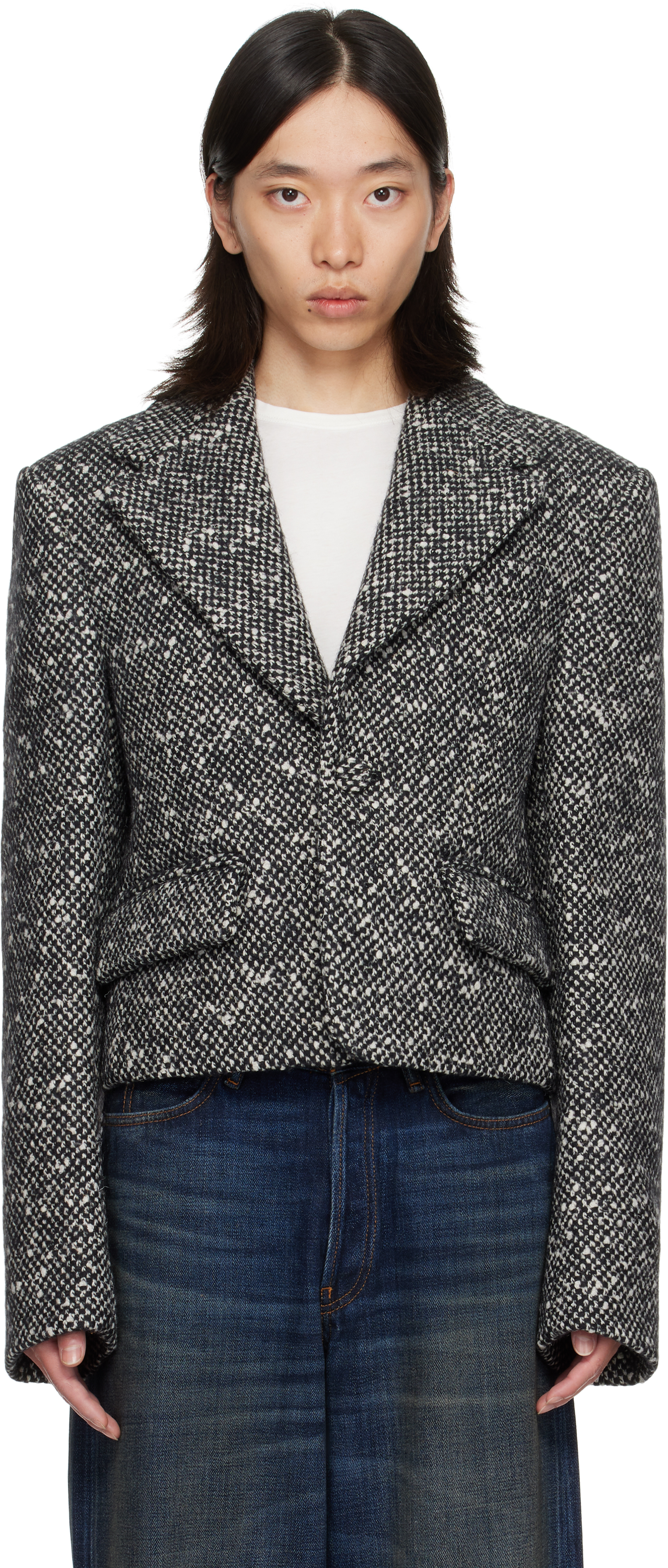 Acne Studios Black & White Tweed Blazer