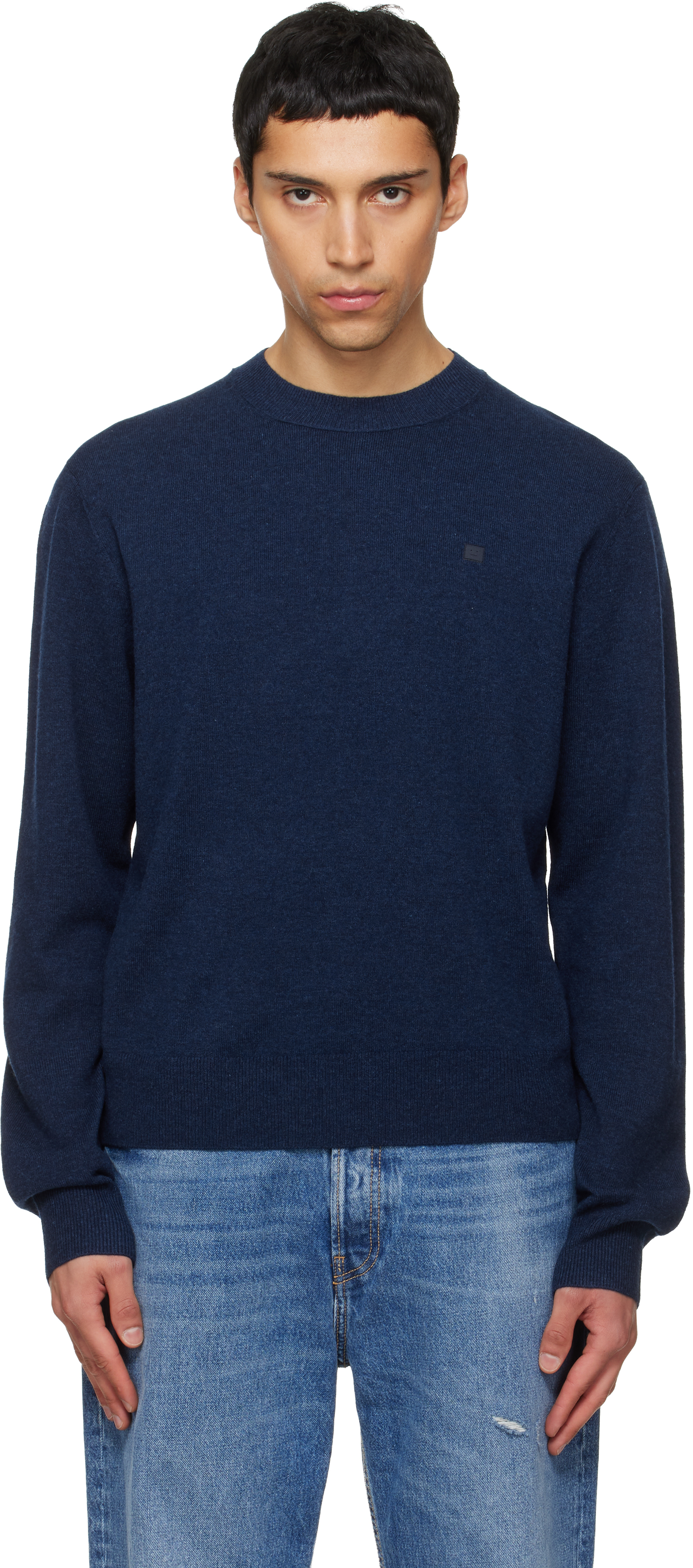 Acne Studios Navy Logo Patch Sweater