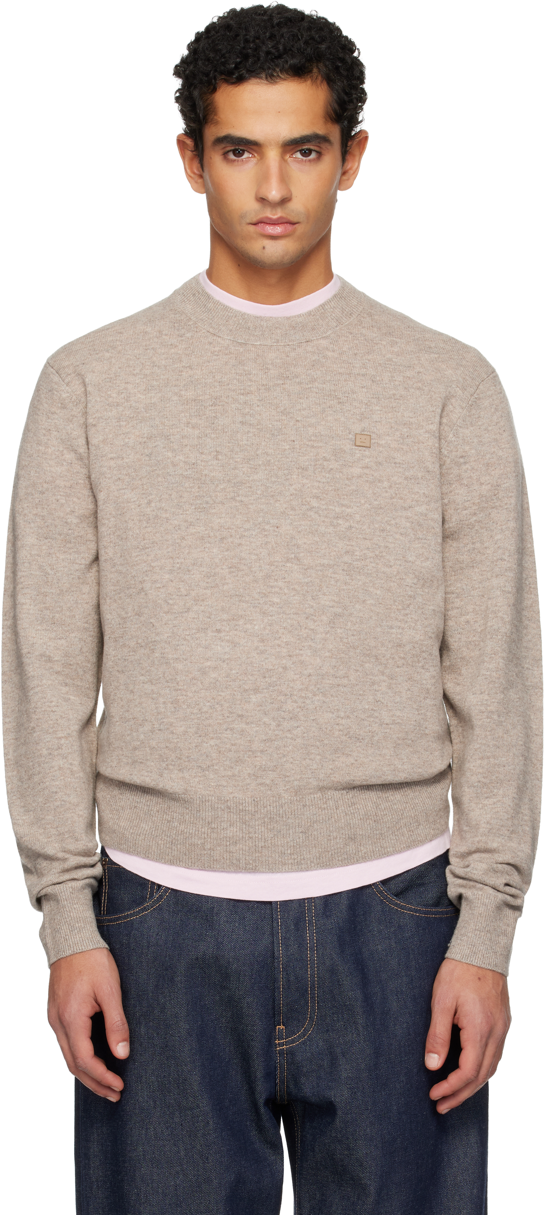 Acne Studios Beige Crewneck Yak Wool Sweater