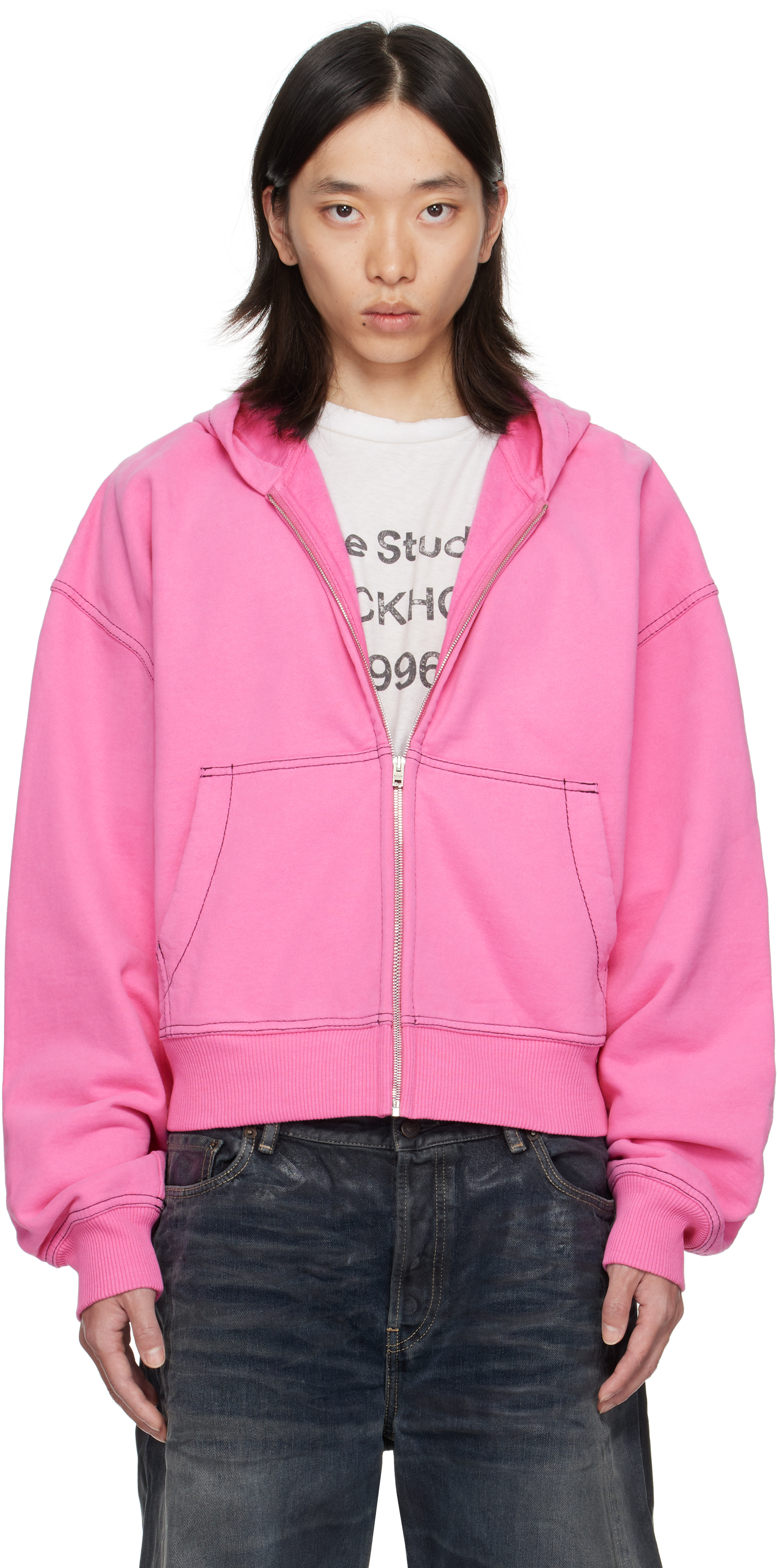 Acne Studios ジップアップジャケット 172A クリーム Acne Studios ジップアップ ジャケット | ピンク | FARFETCH JP