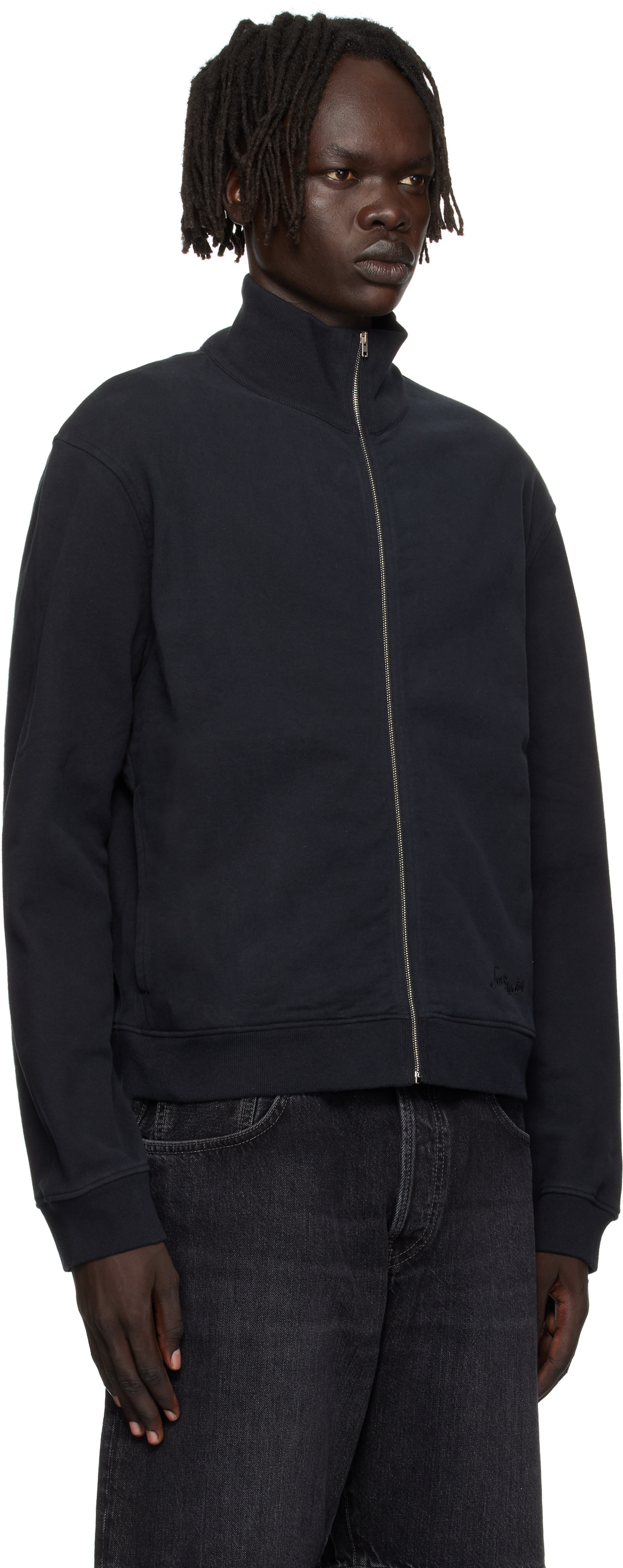 Acne Studios Black Zip-up Sweatshirt In Black