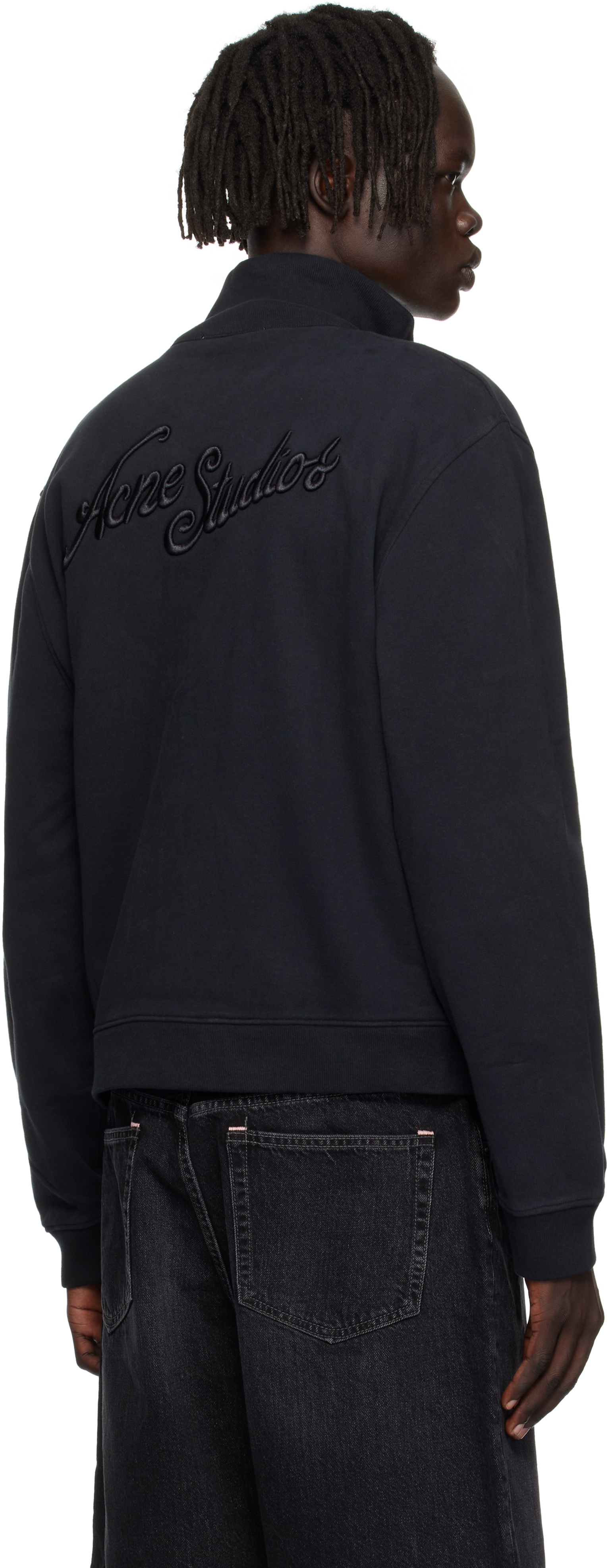 Acne Studios Black Zip-up Sweatshirt In Black