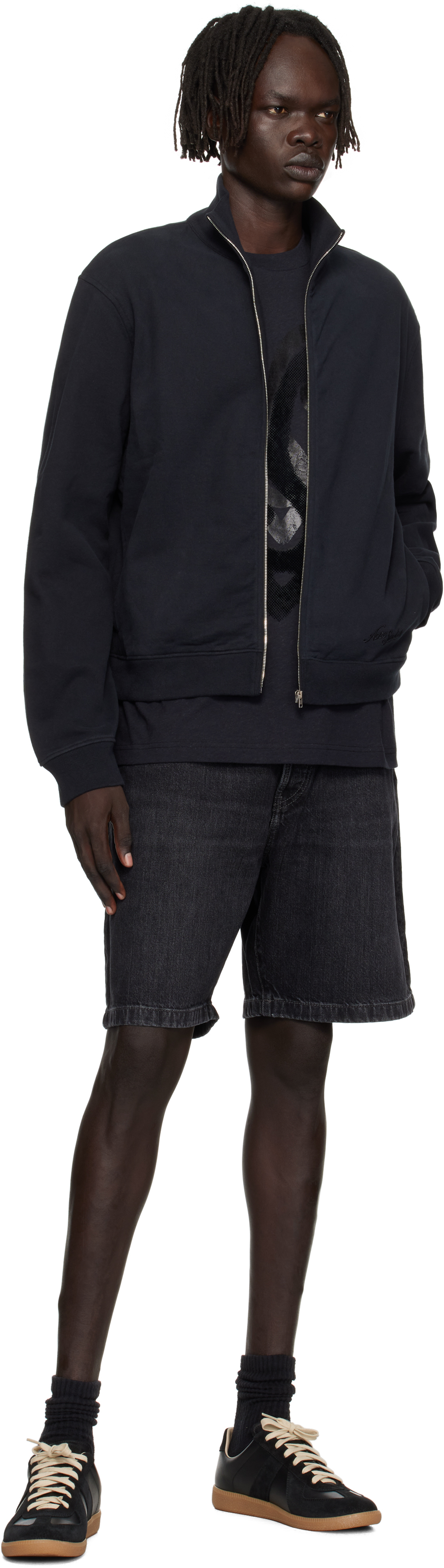 Acne Studios Black Zip-up Sweatshirt In Black