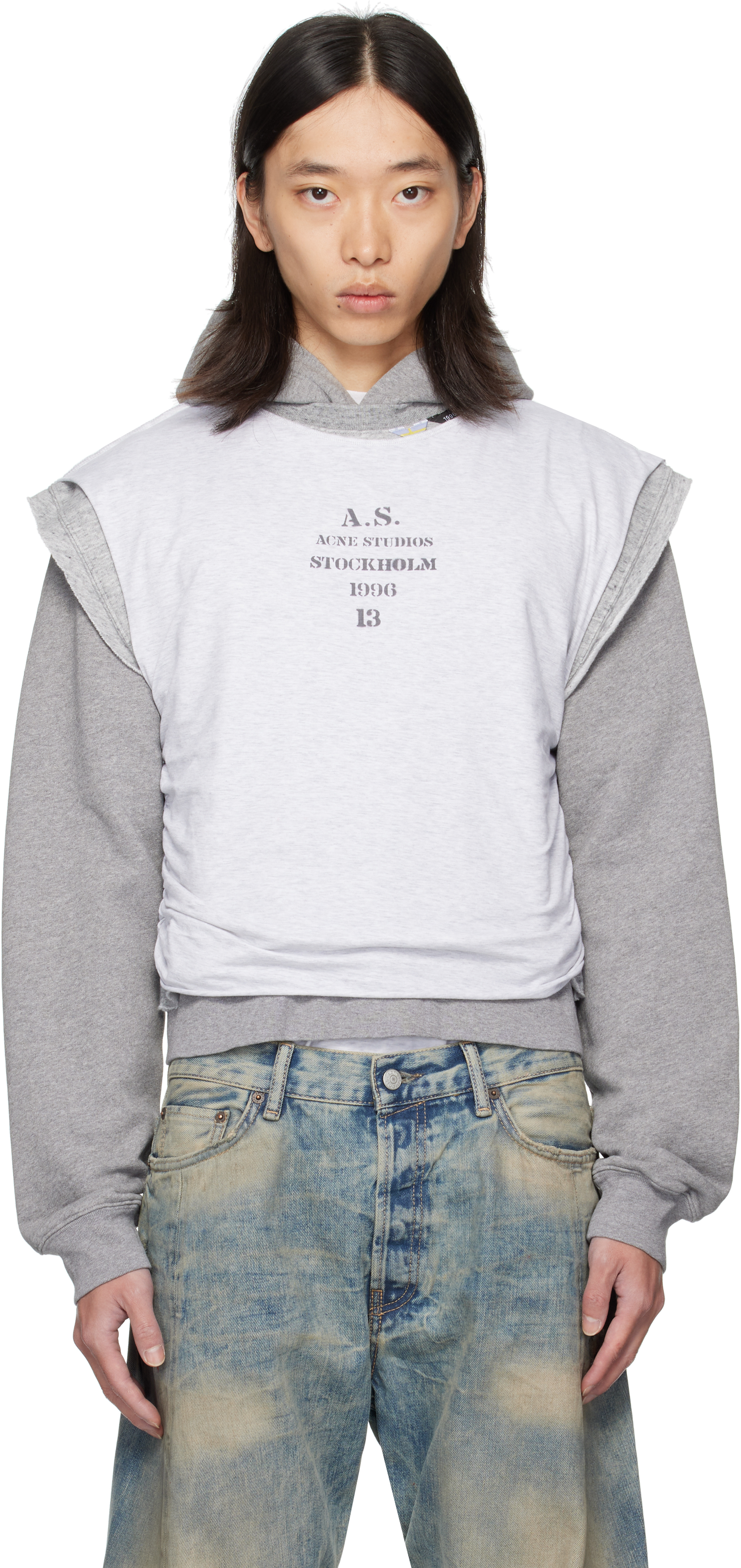 Acne Studios Gray Layered Hooded Sweatshirt