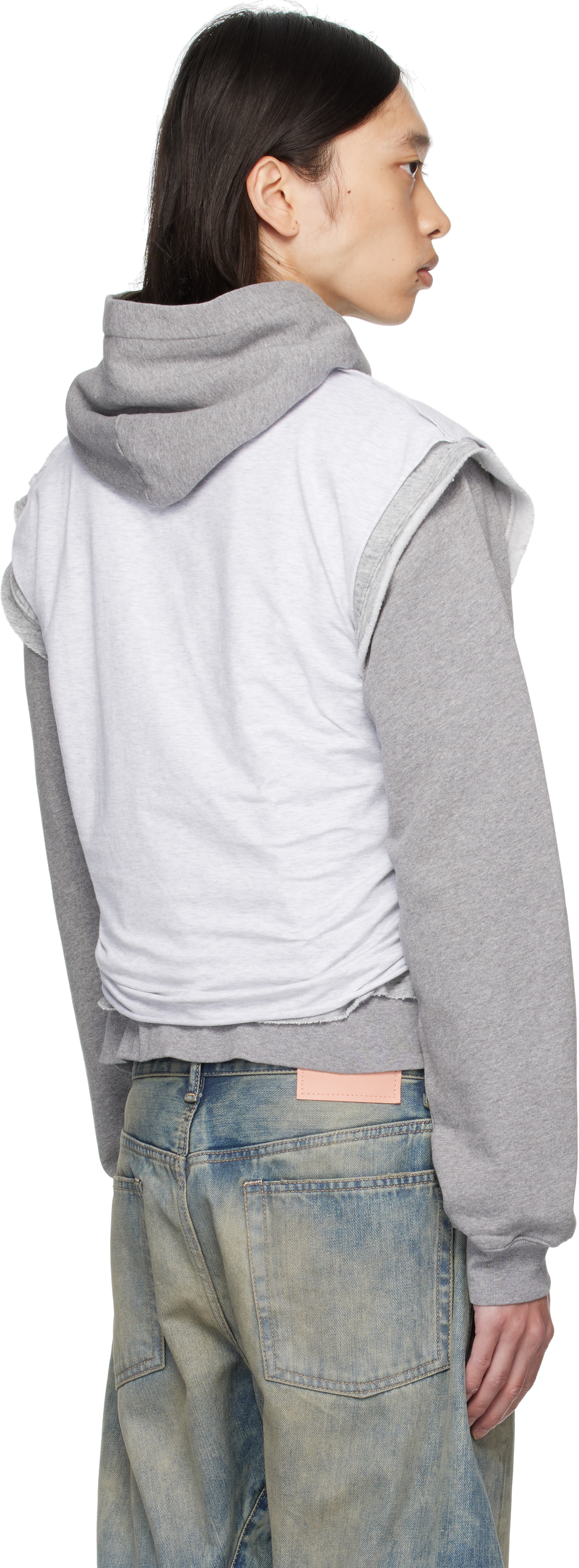 Acne Studios Gray Layered Hooded Sweatshirt In Gray