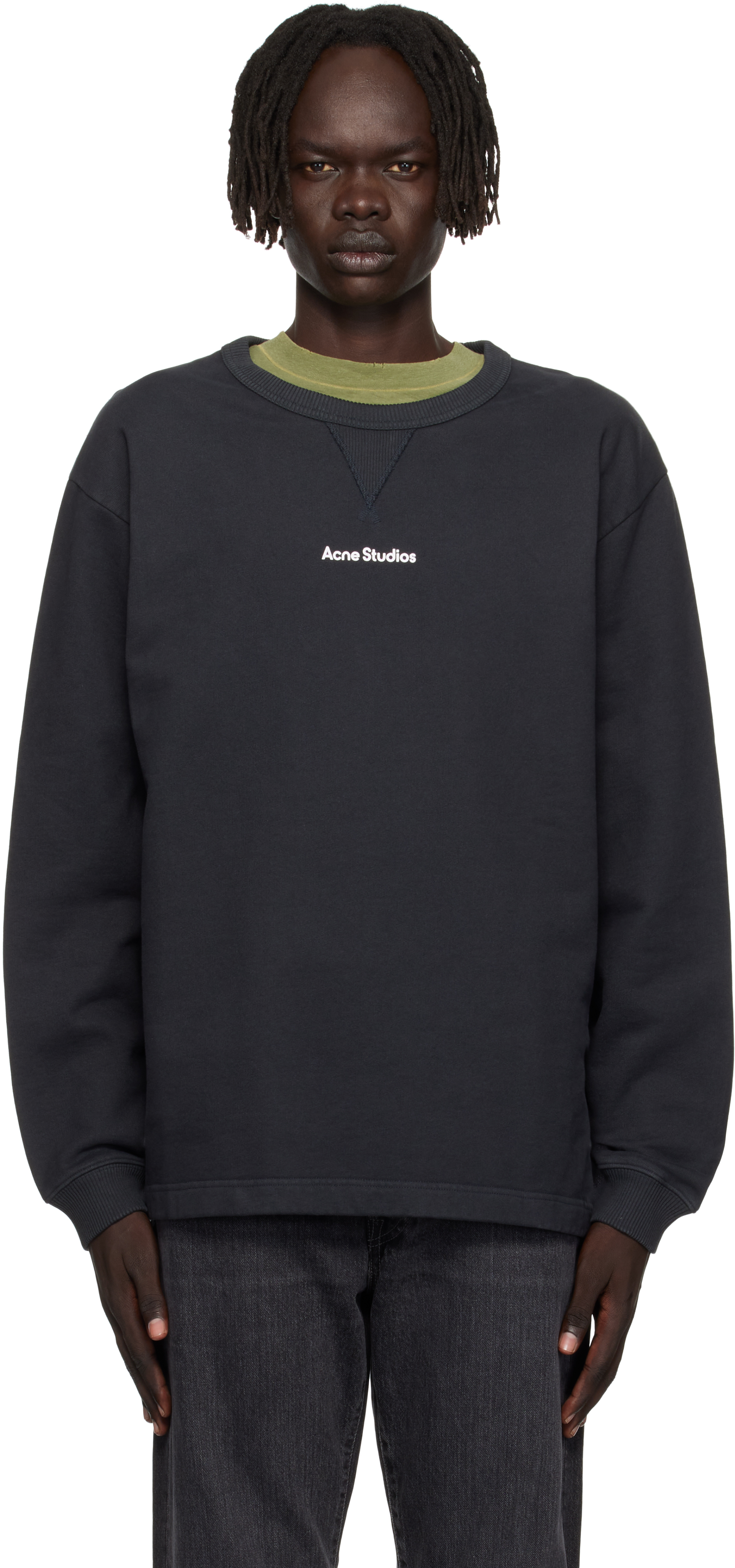 Acne Studios Stamp Logo Crewneck Sweatshirt In Black