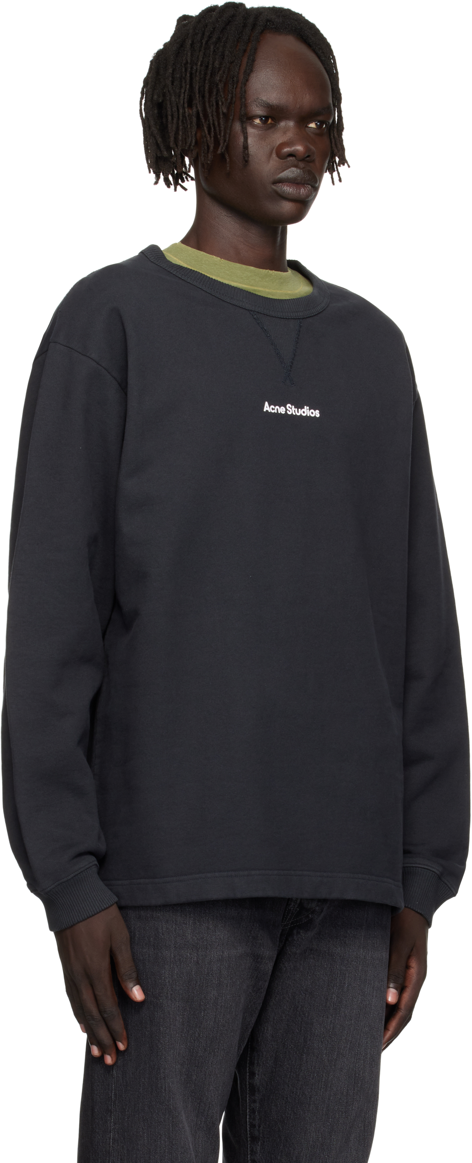Acne Studios Stamp Logo Crewneck Sweatshirt In Black