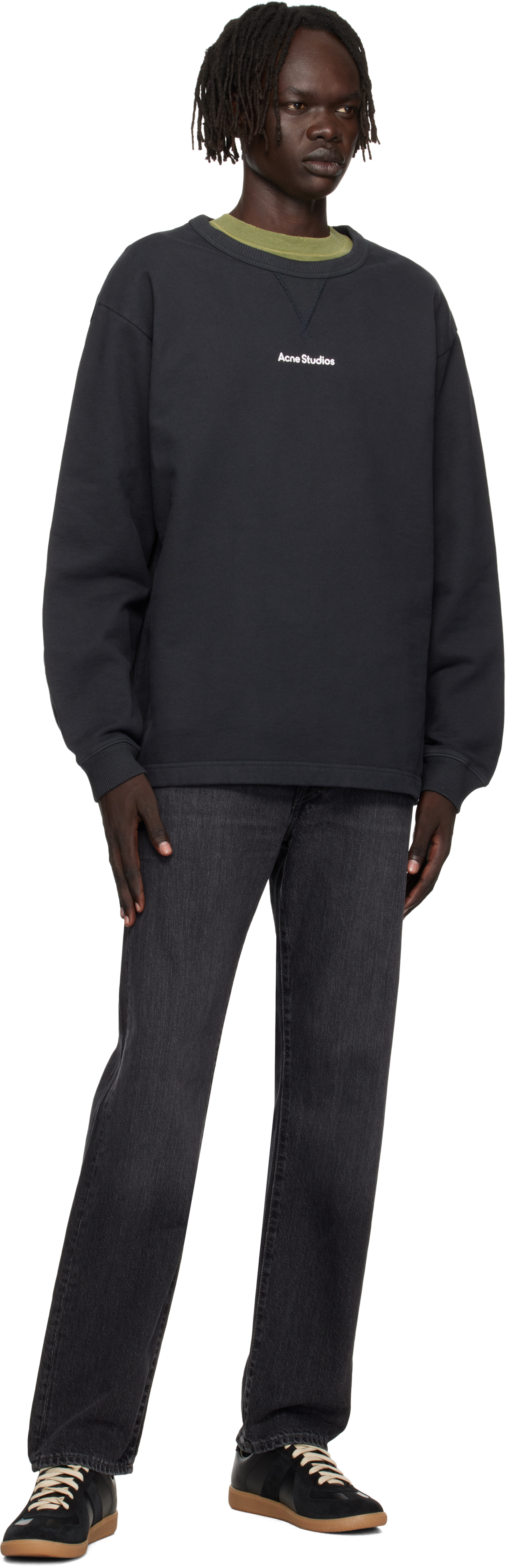 Acne Studios Stamp Logo Crewneck Sweatshirt In Black