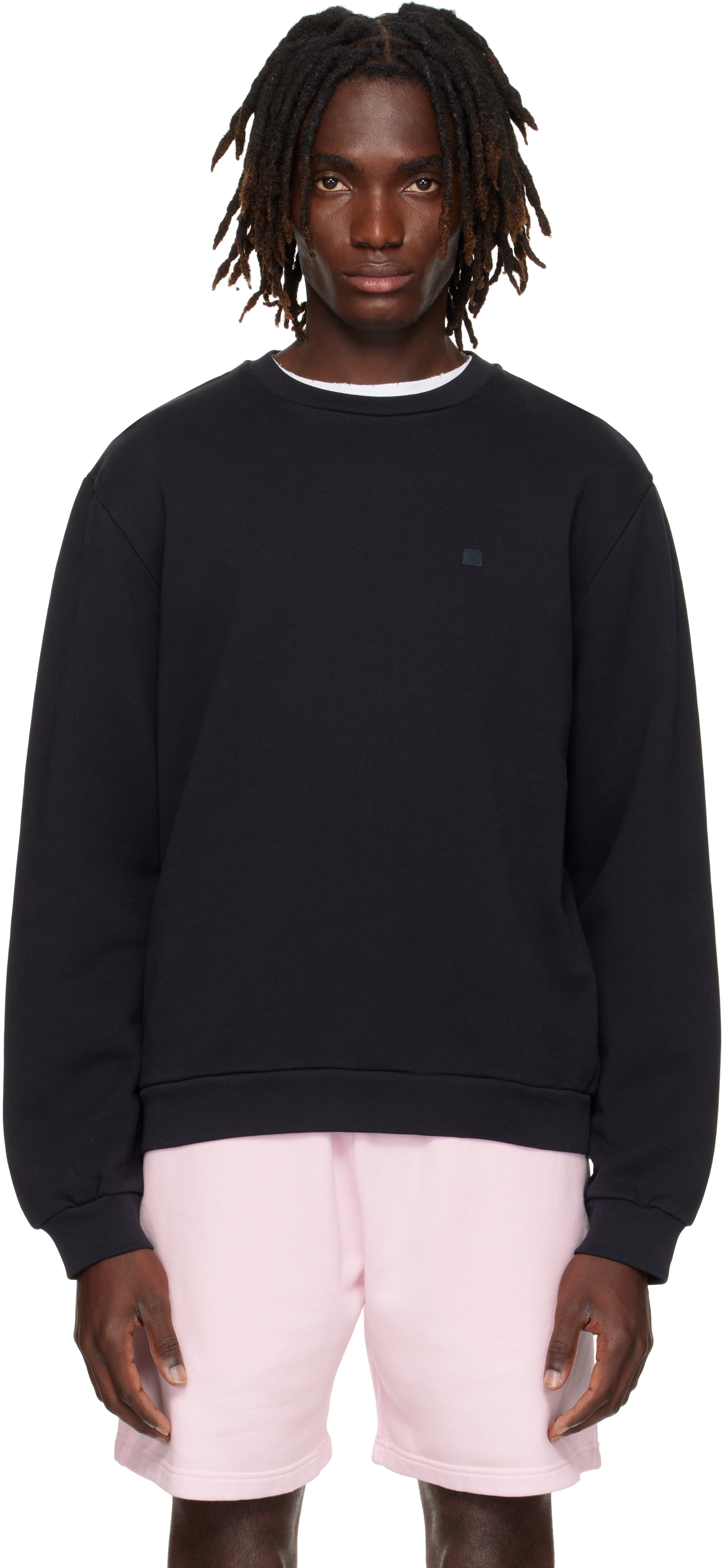 Acne Studios Black Crewneck Fleece Sweatshirt In Blue