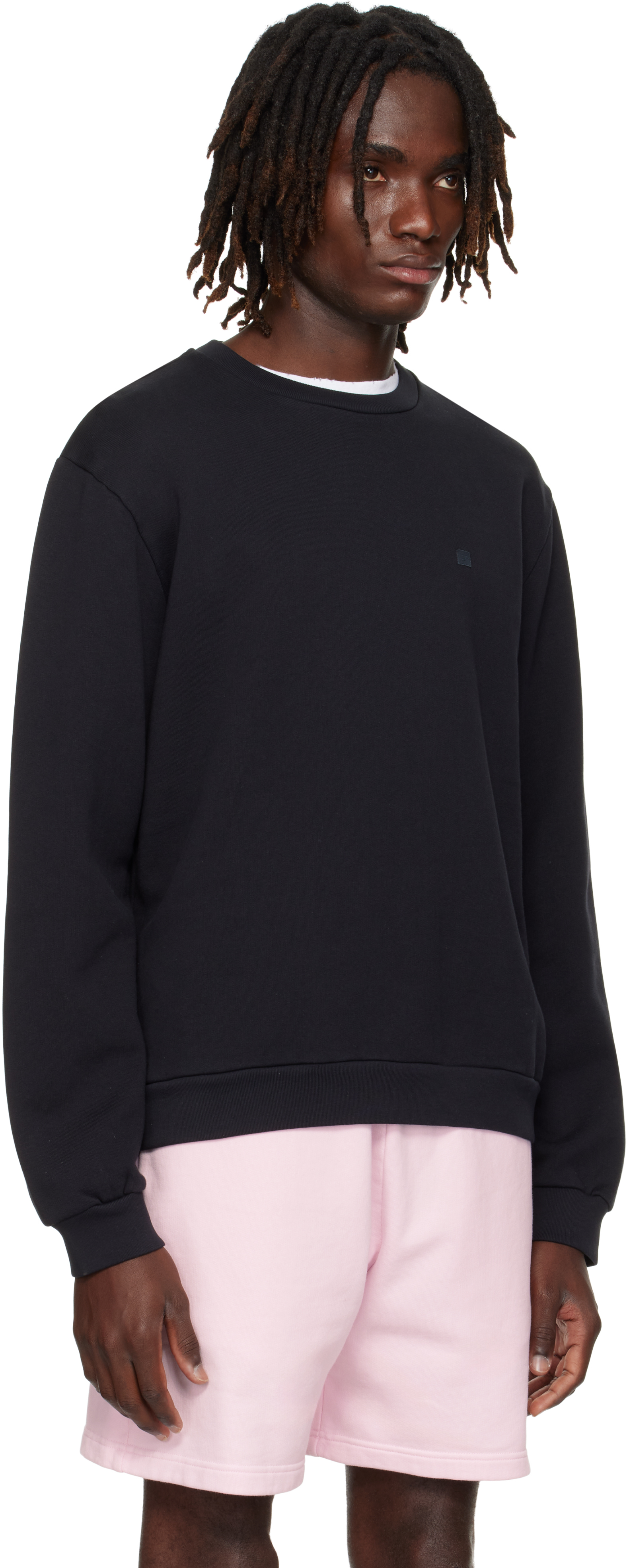 Acne Studios Black Crewneck Fleece Sweatshirt In Blue
