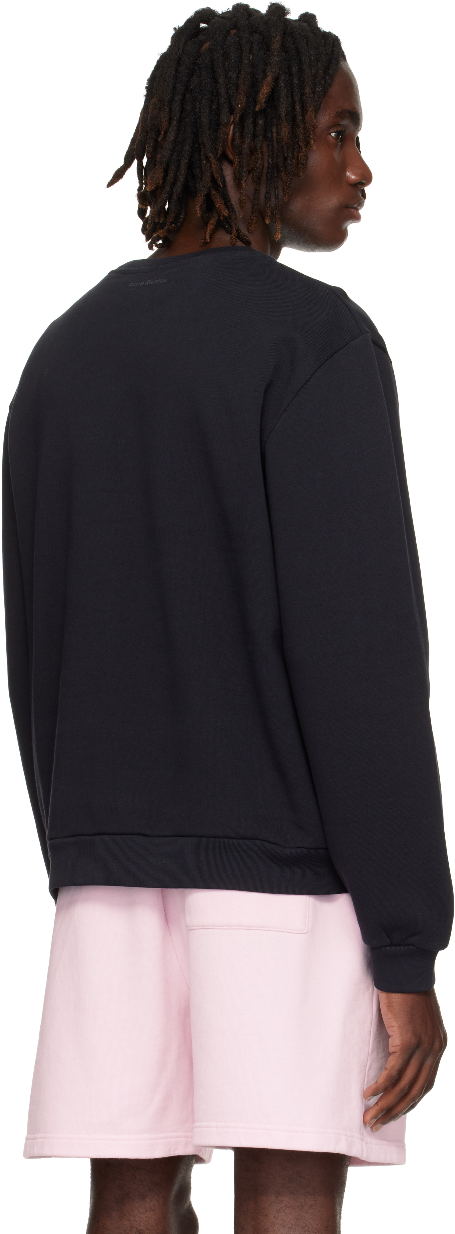 Acne Studios Black Crewneck Fleece Sweatshirt In Blue