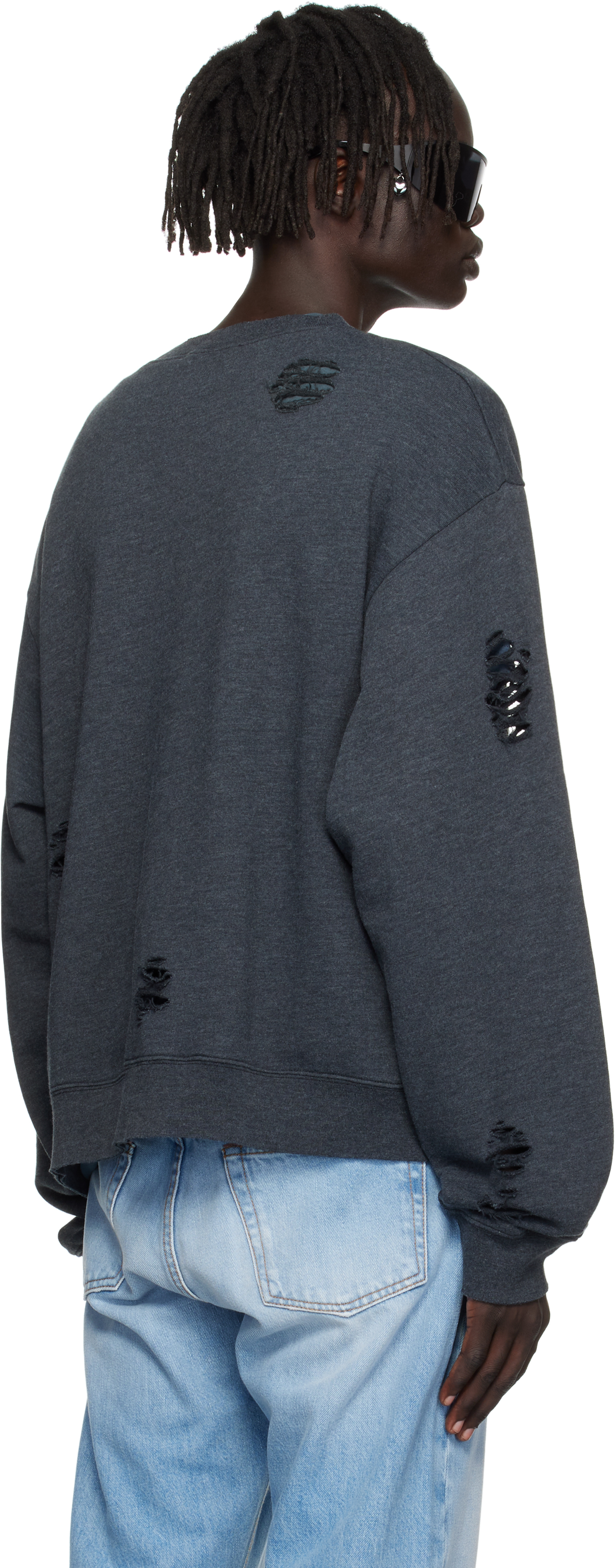 Acne Studios Black Printed Logo Sweatshirt In Gray