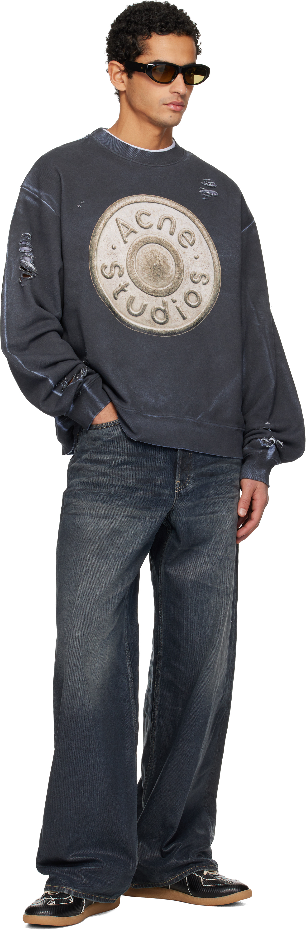 Acne Studios Black Logo Sweatshirt In Black