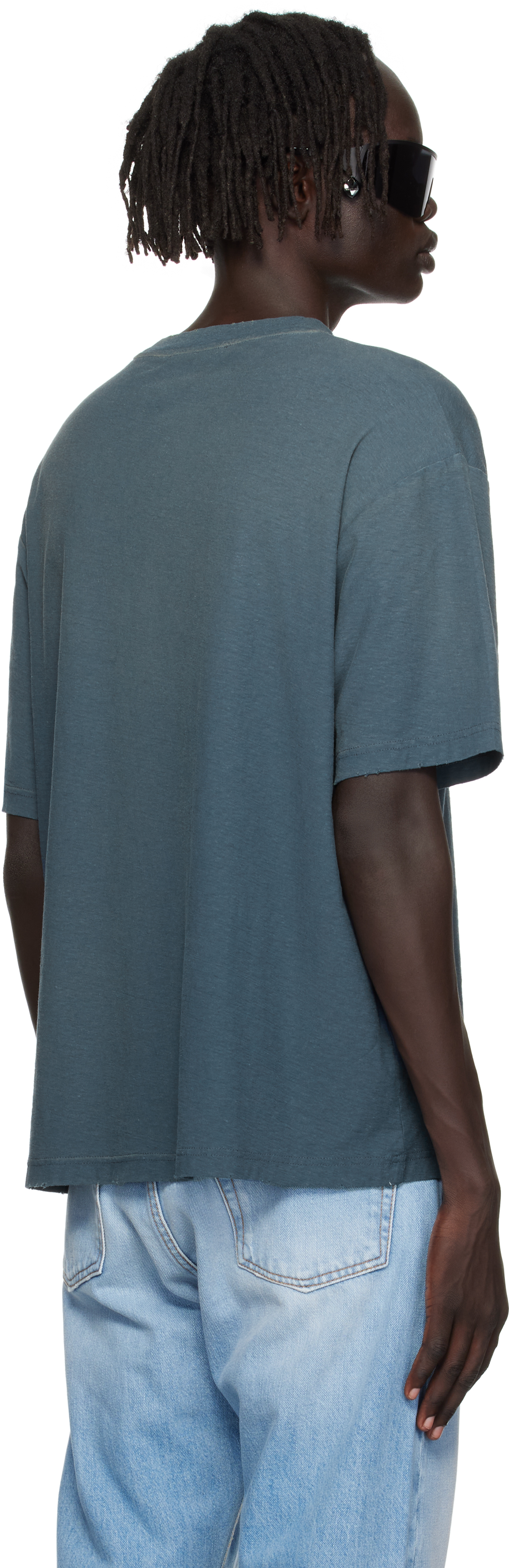 Acne Studios Exford Distressed Logo-print Cotton And Hemp-blend Jersey T-shirt In Green
