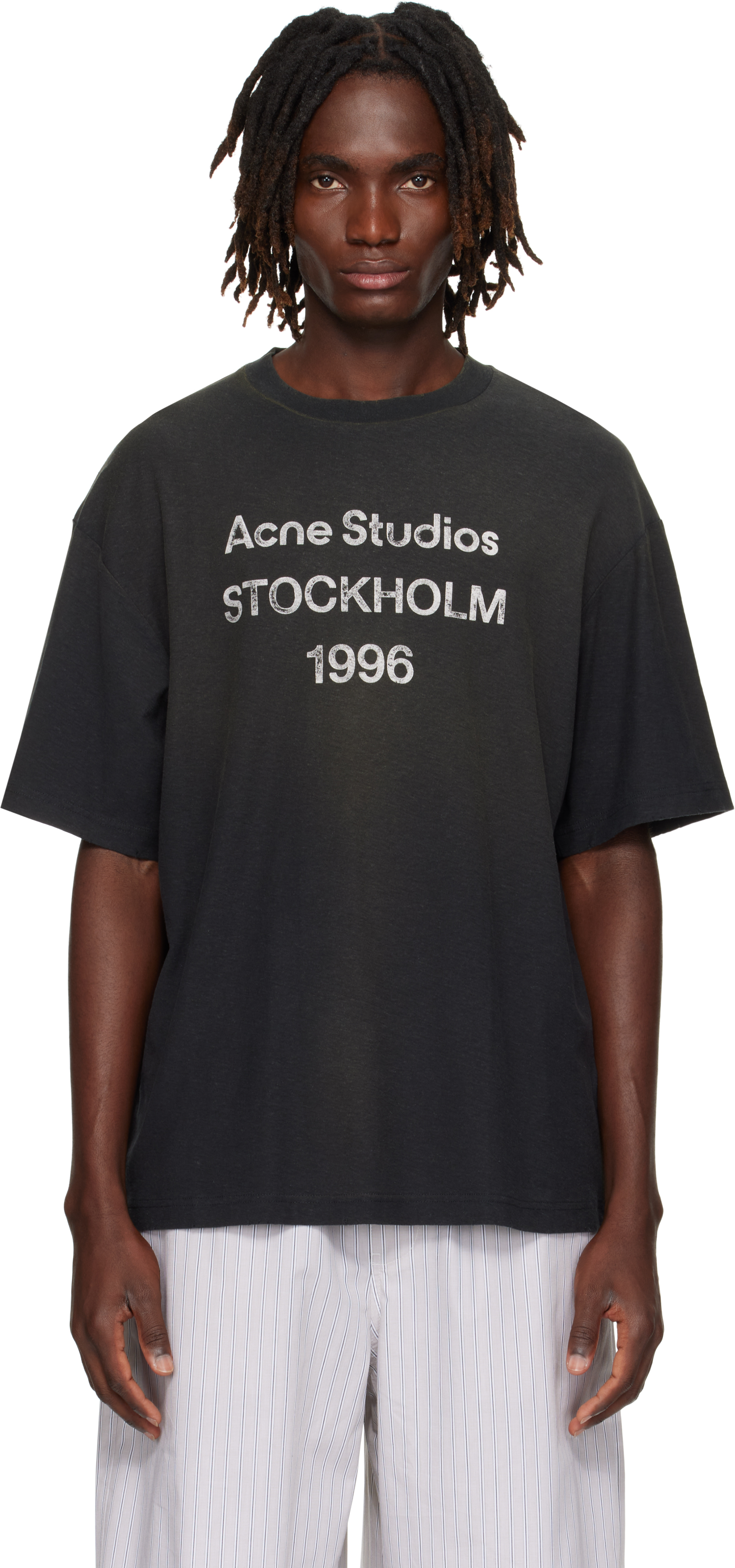 Acne Studios: Black Logo T-shirt | SSENSE Canada