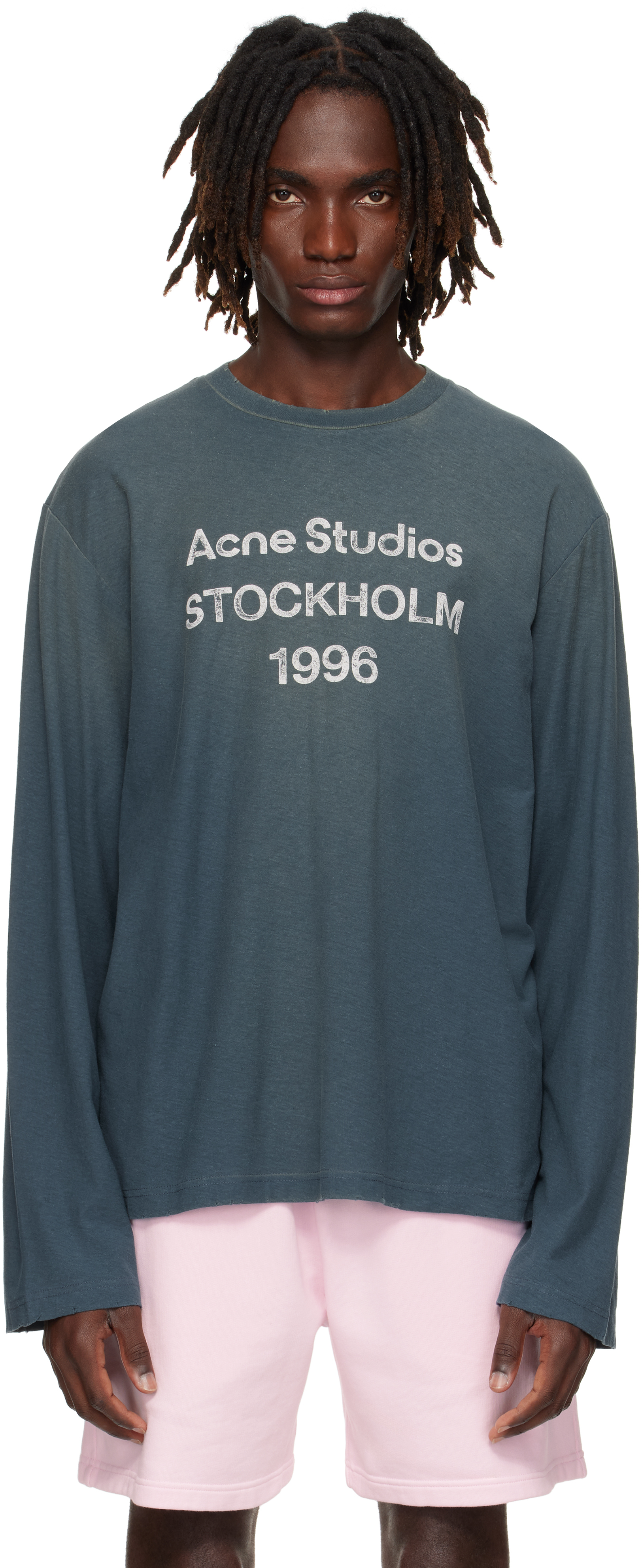 Acne Studios ロゴ プリント クルーネック T シャツ ブルー